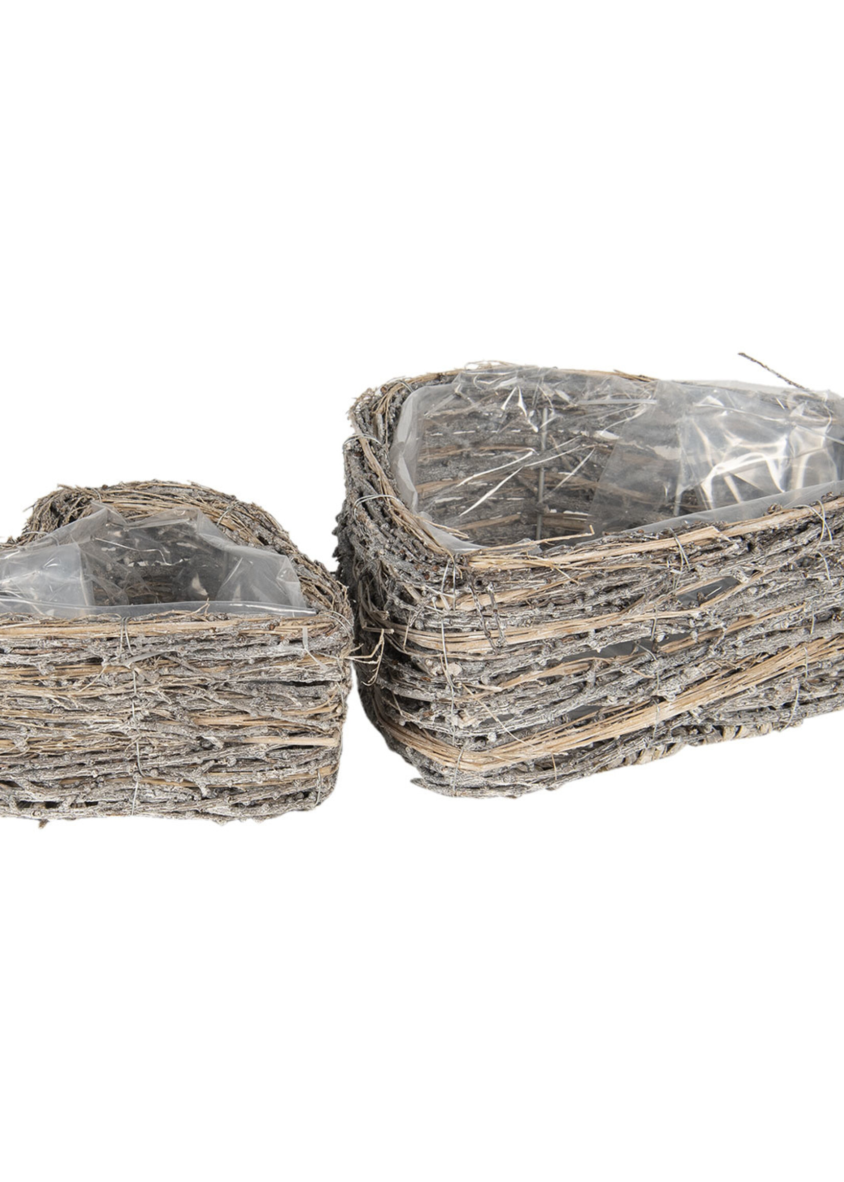 Clayre & Eef Bloempotten (2) Ø 22*9 /  Ø 30*11 cm 6RO0476