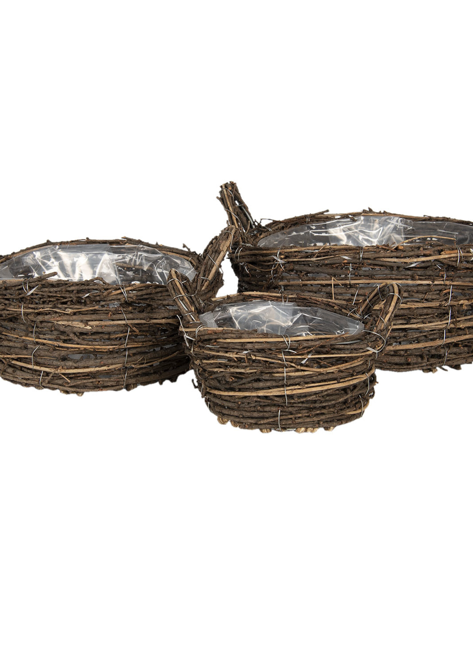 Clayre & Eef Bloempotten (3) Ø 19*9 /  Ø 26*11 /  Ø 32*13 cm 6RO0477