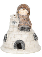 Clayre & Eef Decoratie kind op iglo 14*14*16 cm 6TE0296