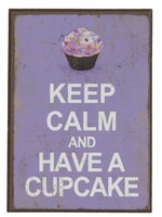 Magneet | 5*7 cm | Creme | Ijzer | rechthoekig | cupcake keep cal and have a cupcake | Clayre & Eef | 6Y1543