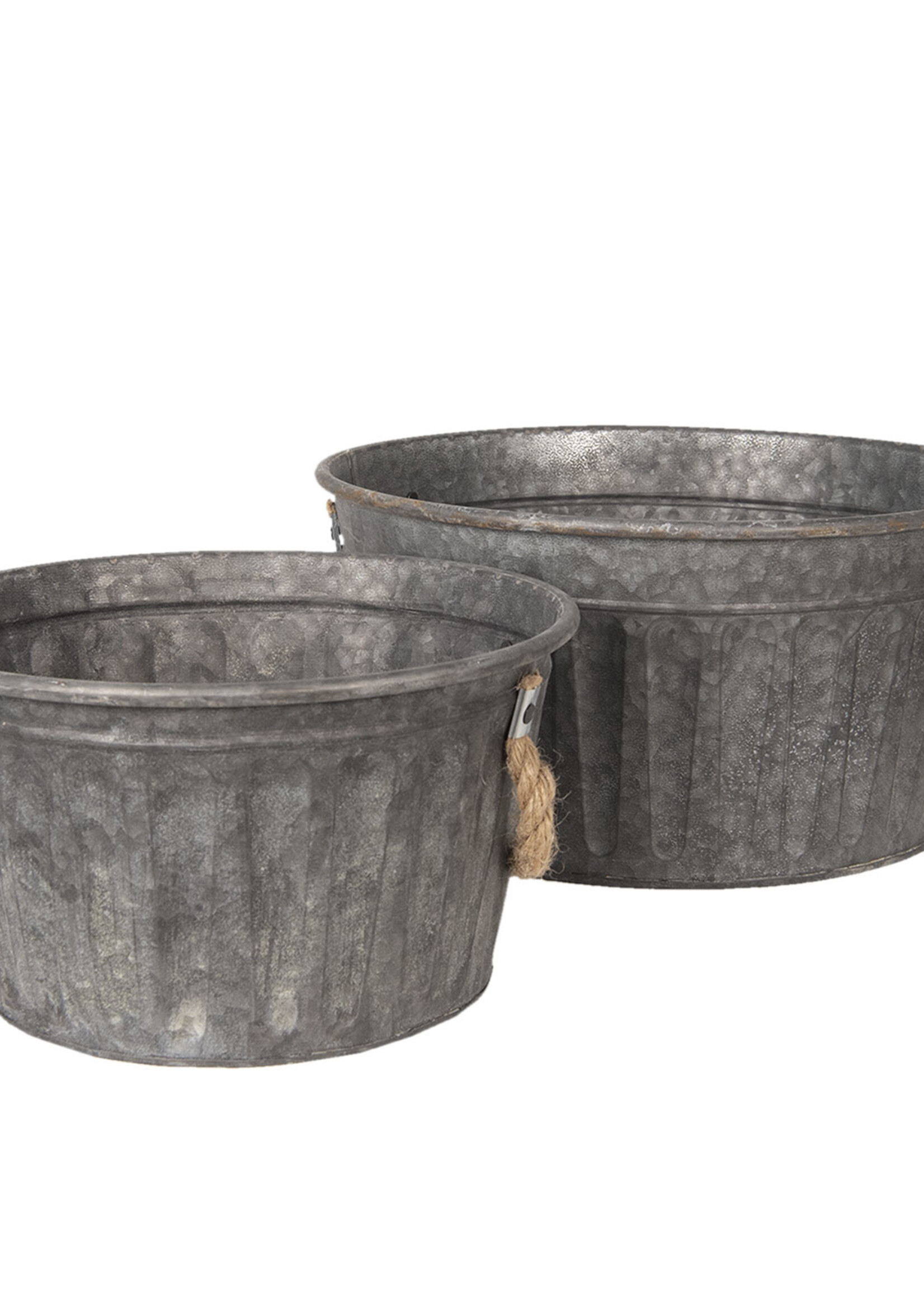 Clayre & Eef Décoration seau en fer (2) Ø 35*17 / Ø 27*15 cm 6Y3735