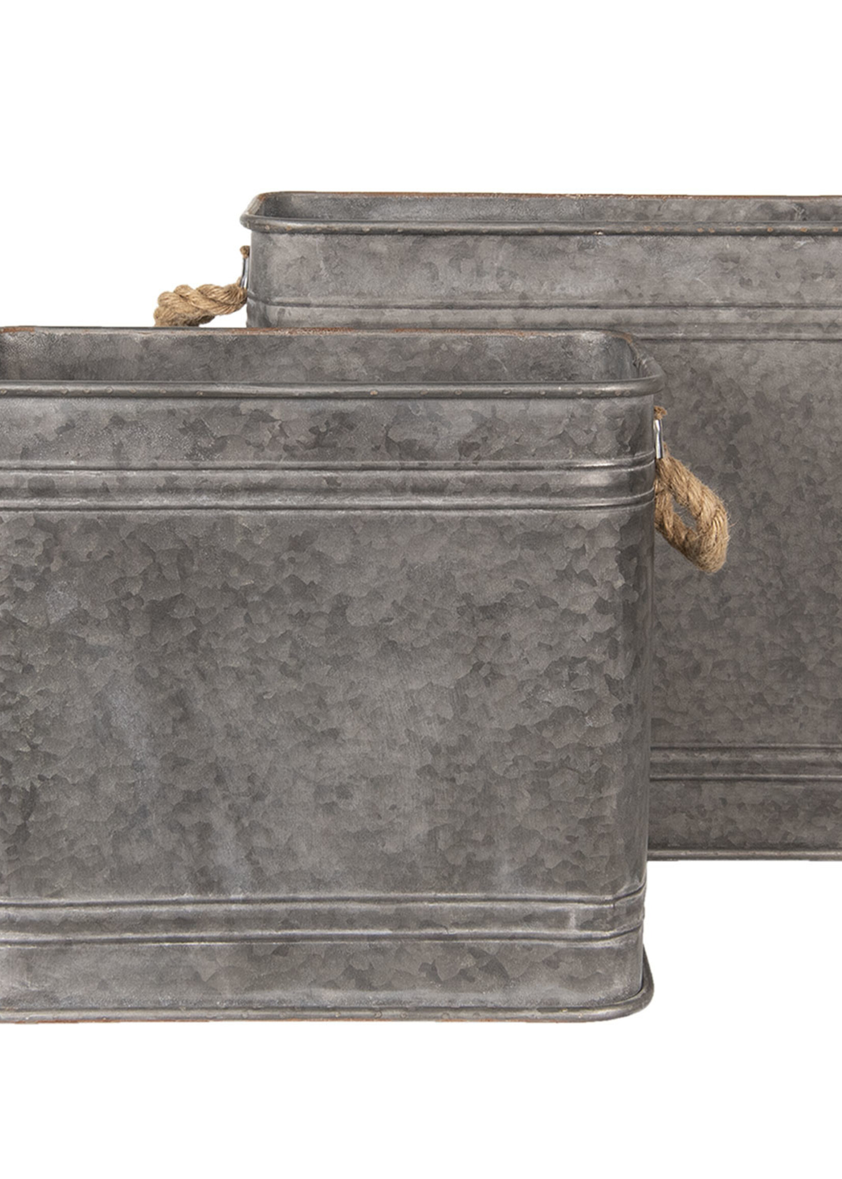 Clayre & Eef Décoration seau en fer (2) 44*26*39 / 38*22*33 cm 6Y3737