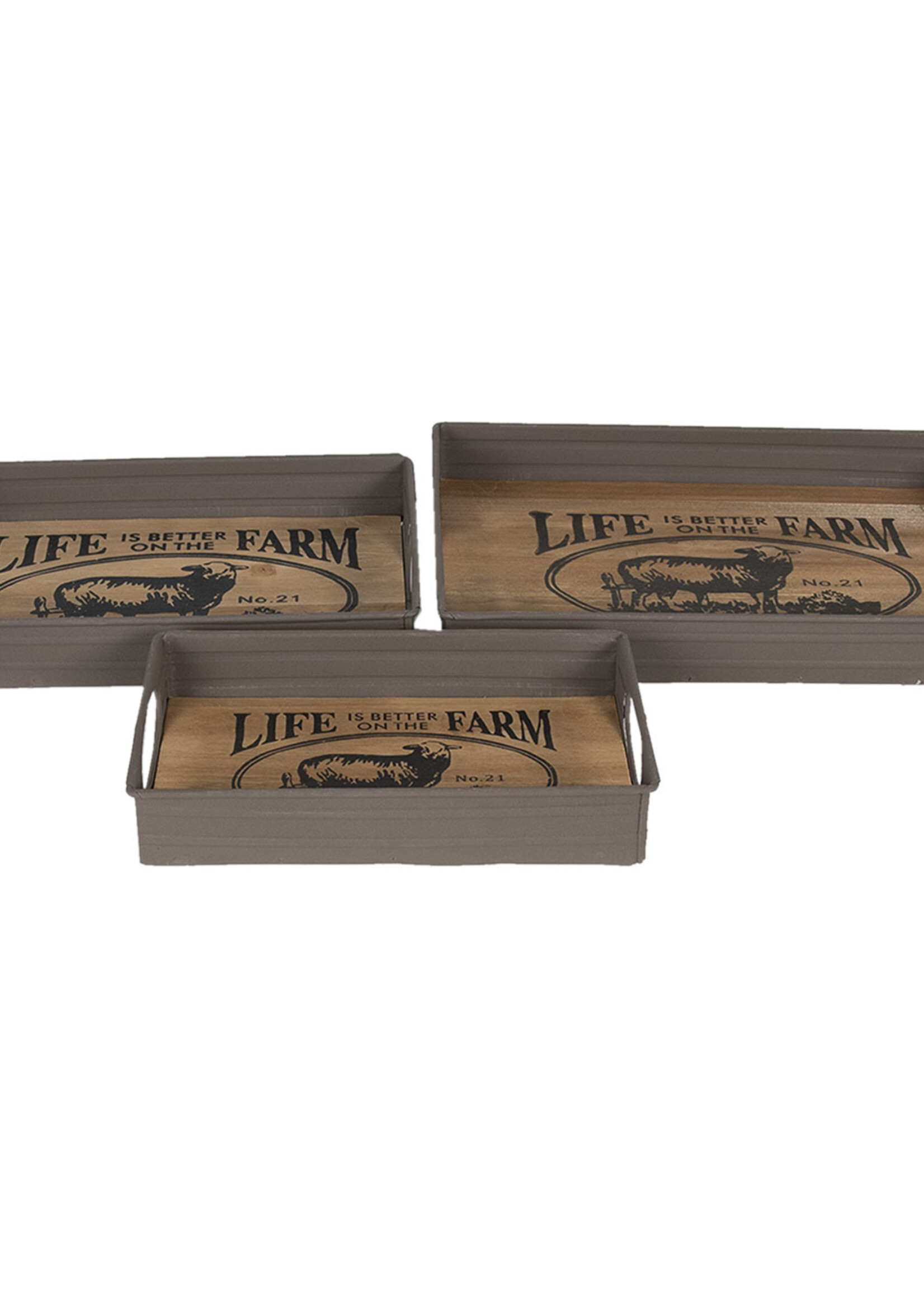 Clayre & Eef Plateau (set 3) 36*26*5 / 31*21*5  / 26*16*5 cm 6Y3759