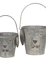 Clayre & Eef Decoration seau chien (2) Ø 20*19/36 / Ø 15*15/29 cm 6Y4174