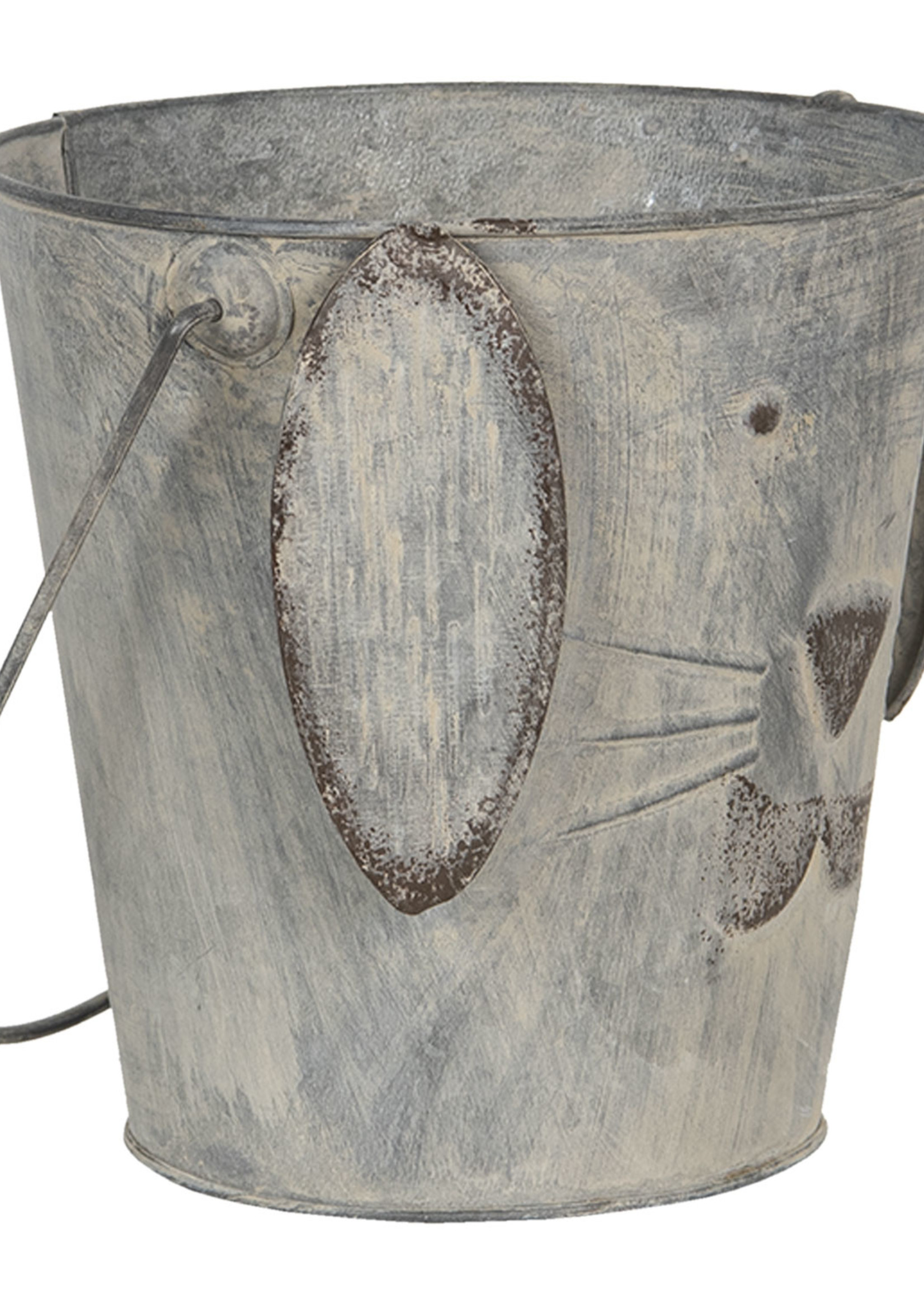 Clayre & Eef Decoratie emmer hond (2) Ø 20*19/36 / Ø 15*15/29 cm 6Y4174