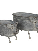 Clayre & Eef Planthouder varken (2) 27*27*40 / 20*21*28 cm 6Y4175