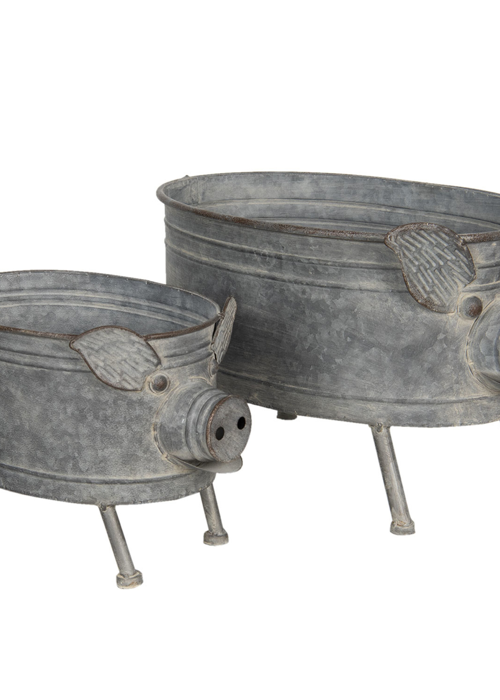 Clayre & Eef Porte-plantes cochon (2) 27*27*40 / 20*21*28 cm 6Y4175