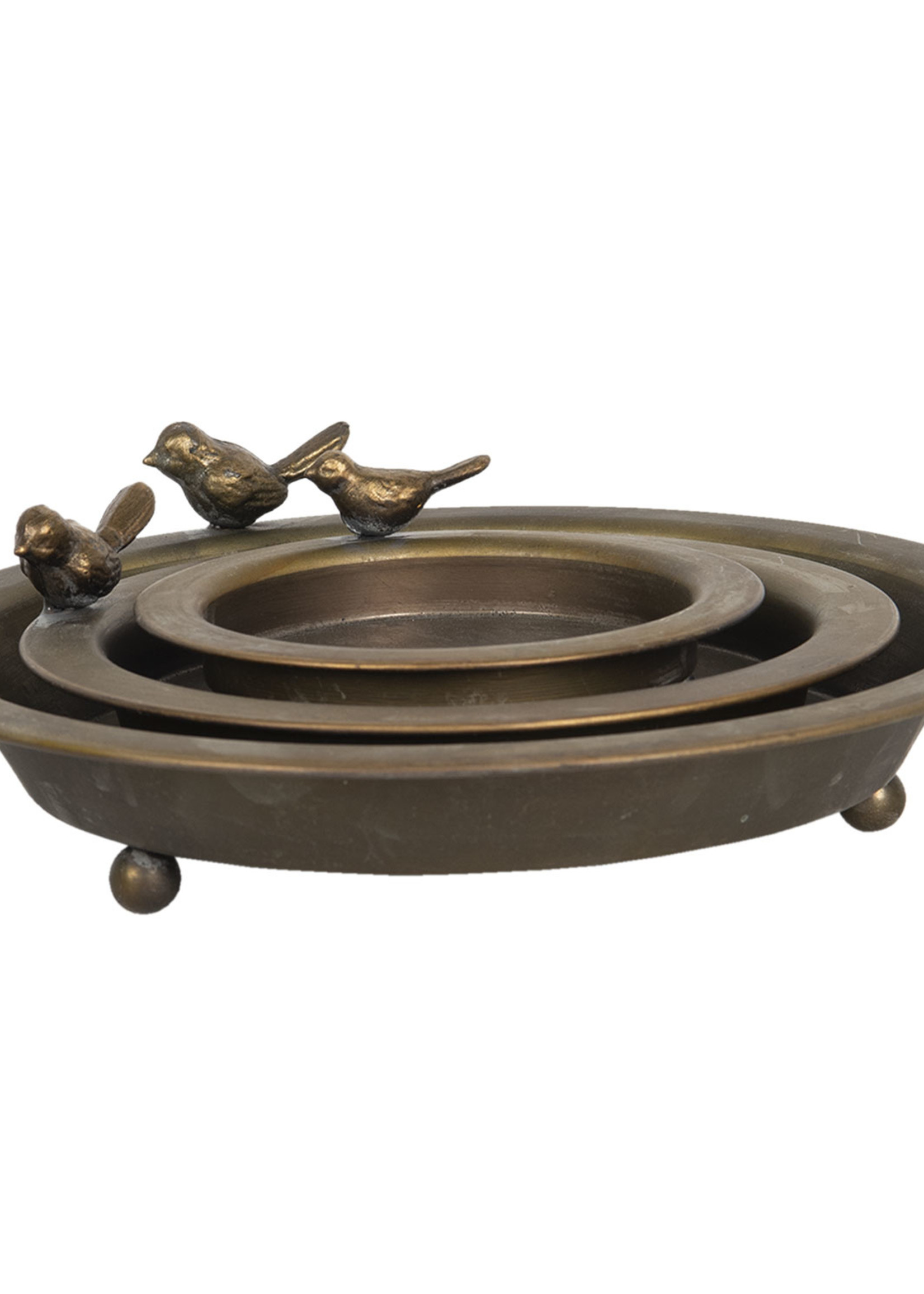 Clayre & Eef Decoratie schaal vogel (3) Ø 30*9 / Ø 22*7 / Ø 16*5 cm 6Y4205