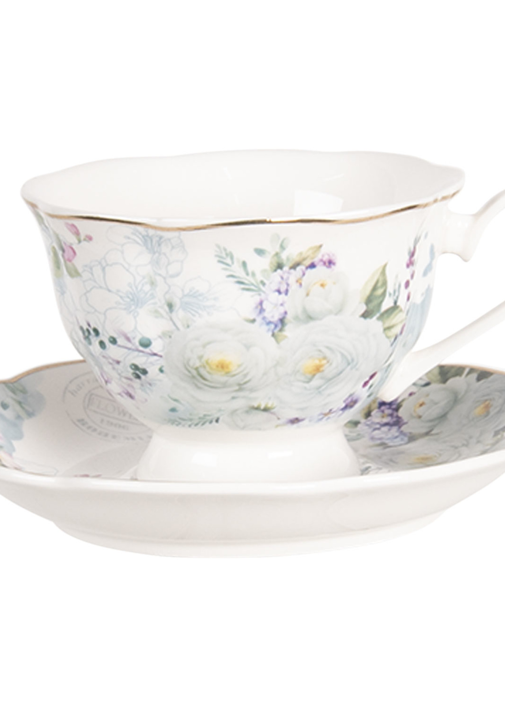 Clayre & Eef Kop en schotel 12*9*7 / Ø 14*2 cm / 220 ml BUTKS