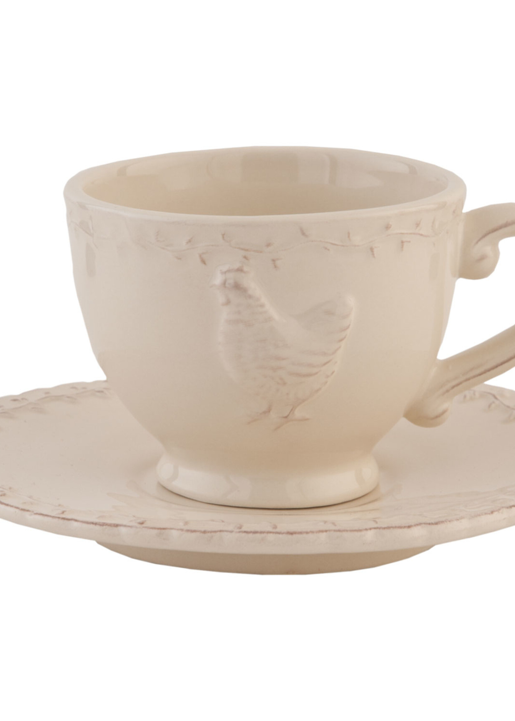 Clayre & Eef Kop en schotel Ø 15*7 cm / 200 ml CHRKS