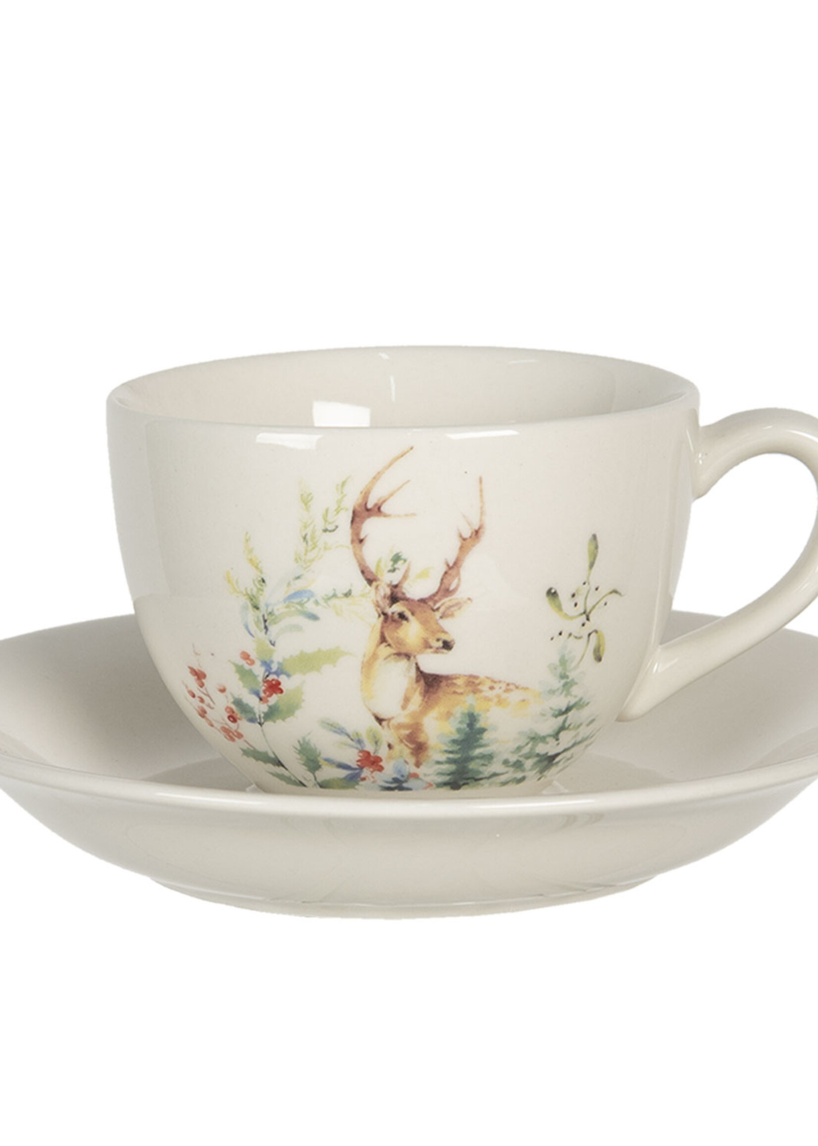 Clayre & Eef Tasse et soucoupe Ø 15*7 cm / 200 ml DCHKS