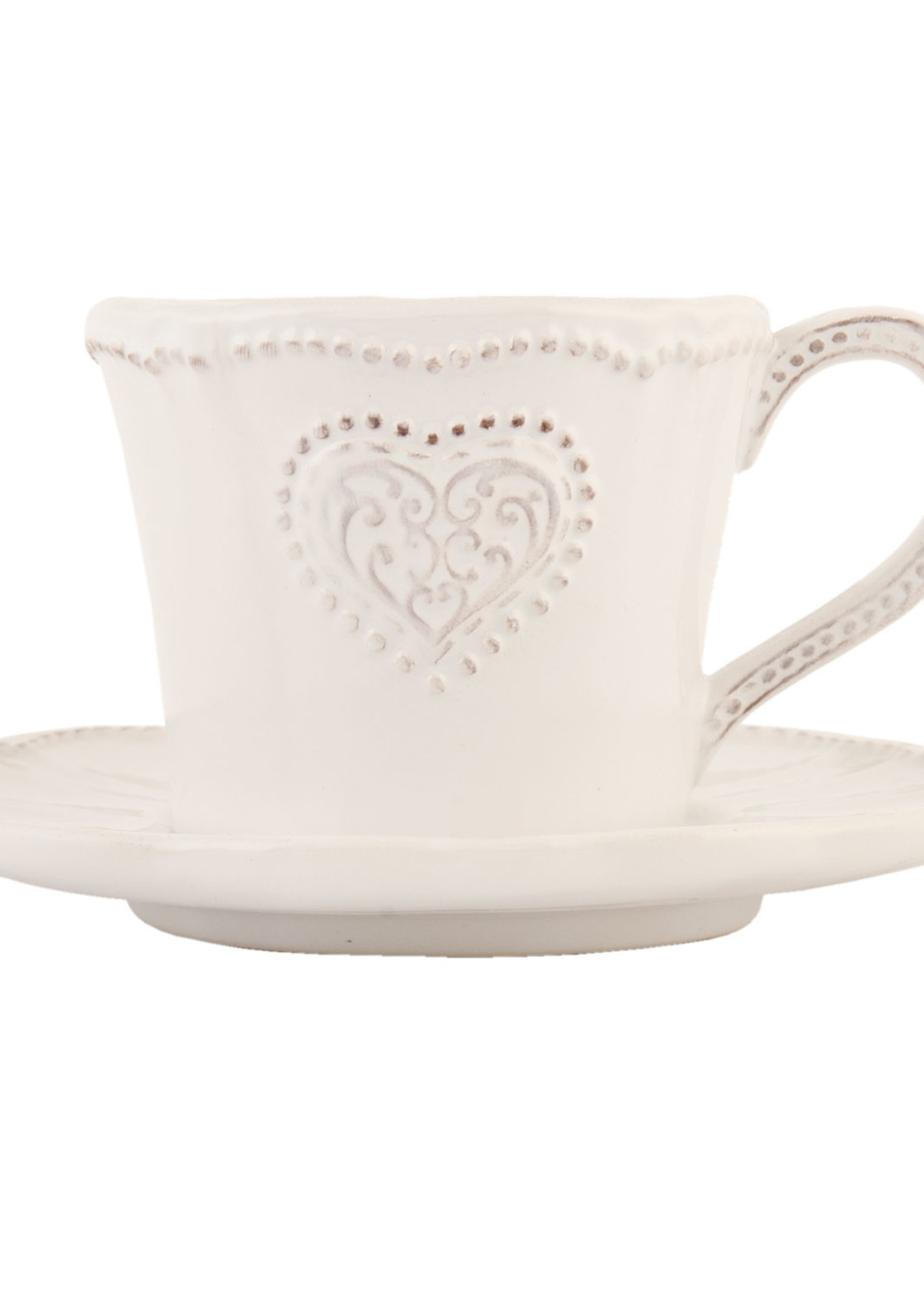 Clayre & Eef Kop en schotel Ø 15*8 cm / 220 ml HRTKSN