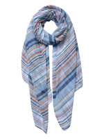 Clayre & Eef Sjaal 70*180 cm blauw JZSC0477BL