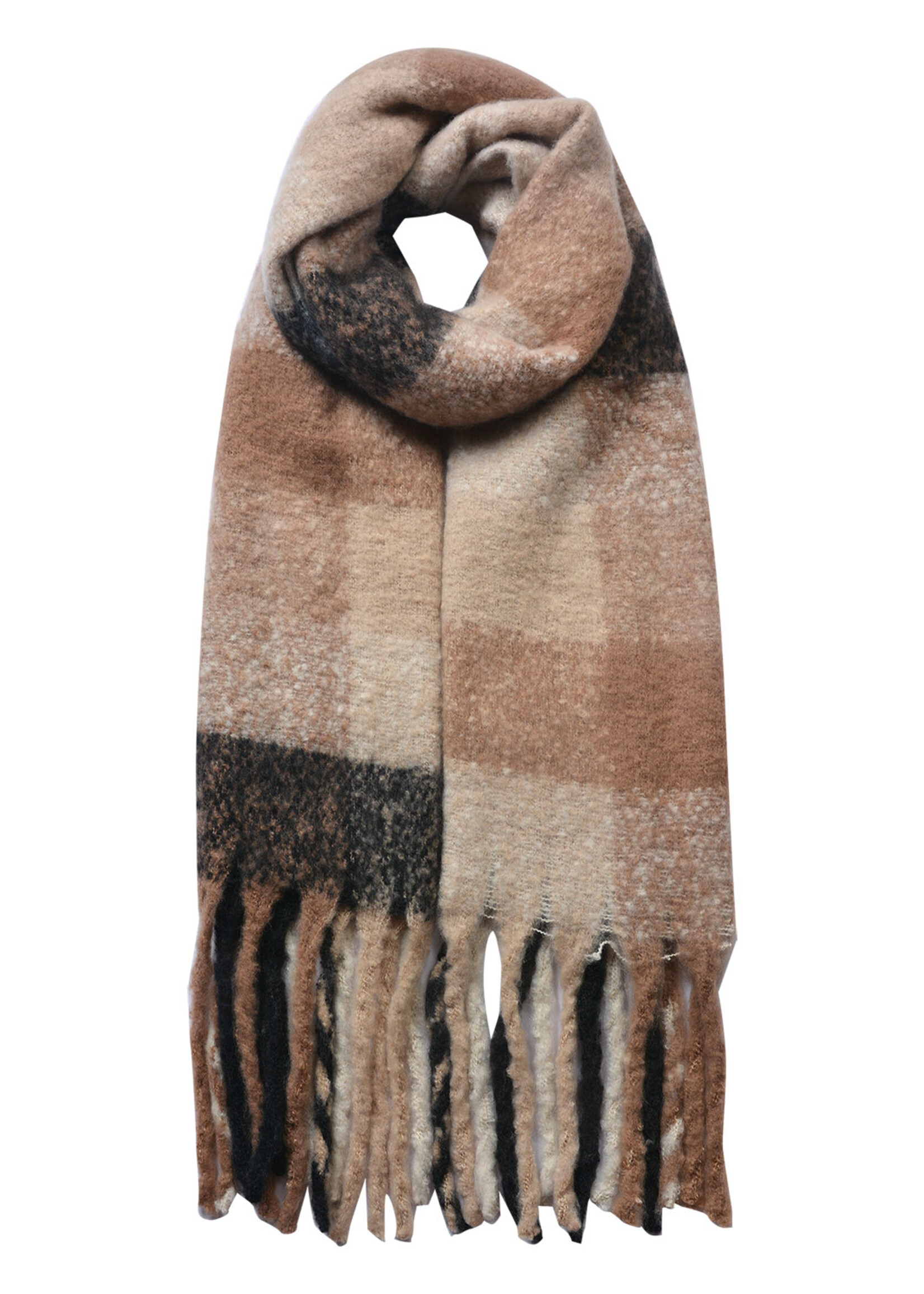 Clayre & Eef Sjaal 50*180 cm kaki JZSC0478KH