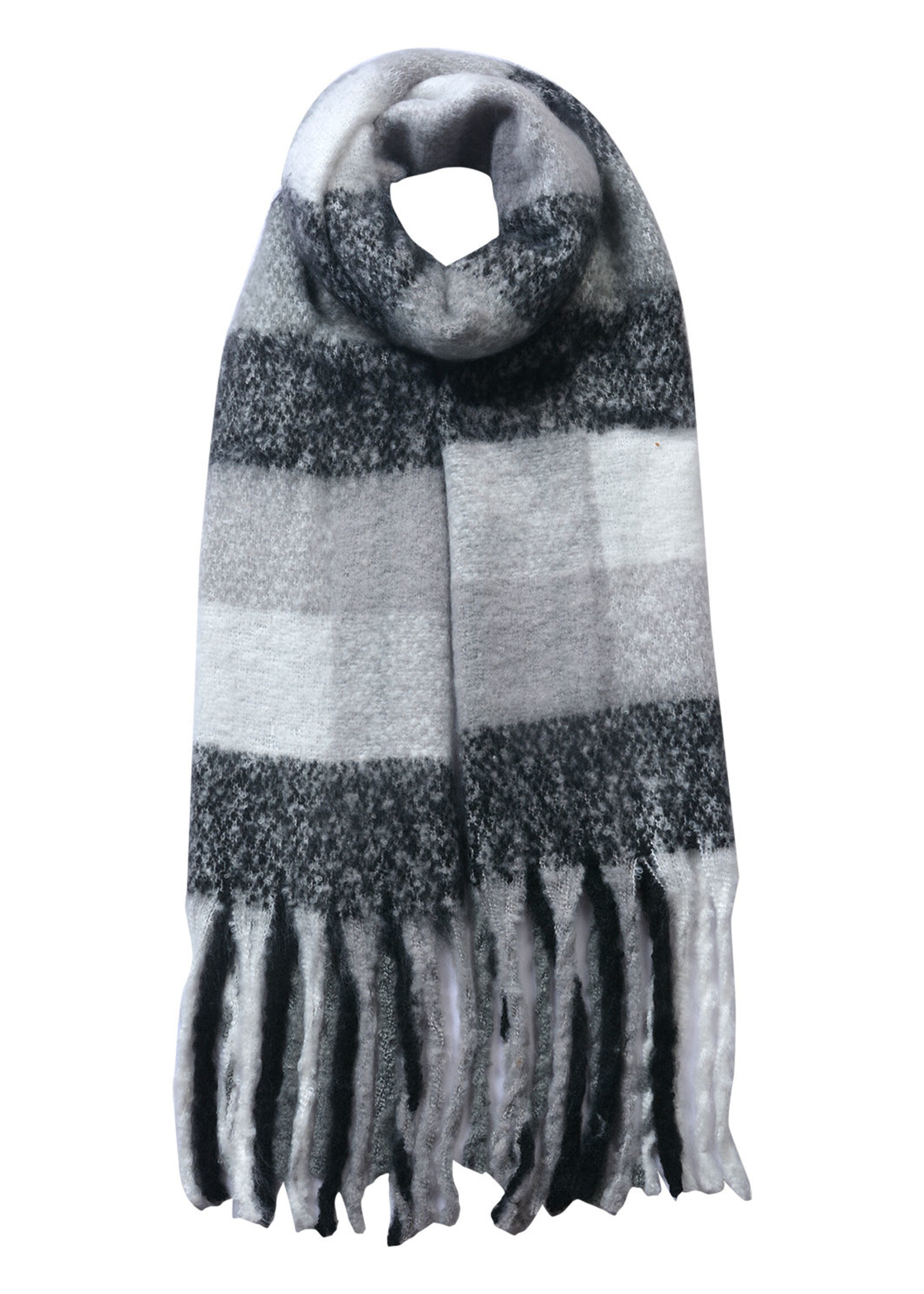 Clayre & Eef Sjaal 50*180 cm zwart JZSC0478Z