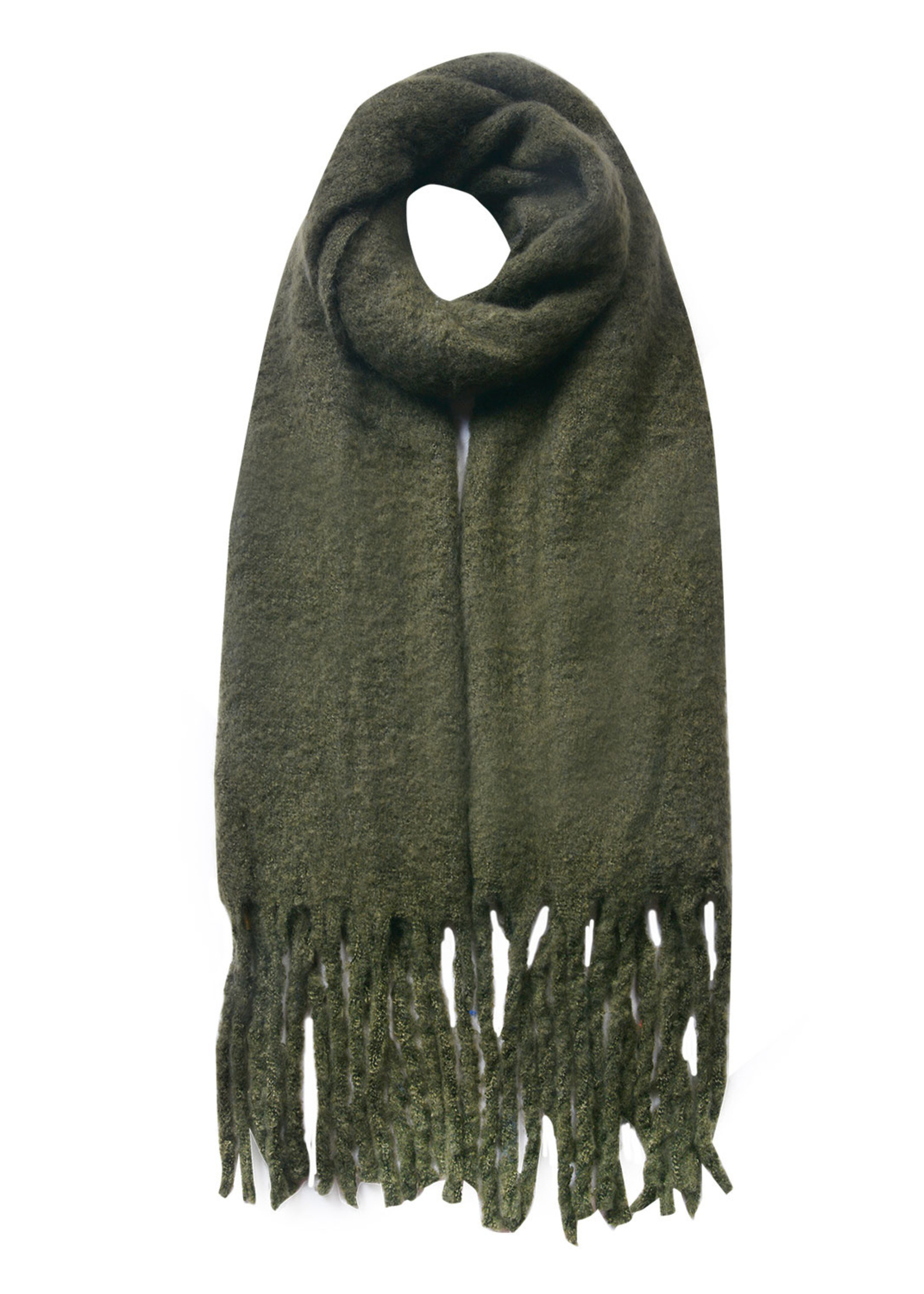 Clayre & Eef Sjaal 50*180 cm groen JZSC0479DGR