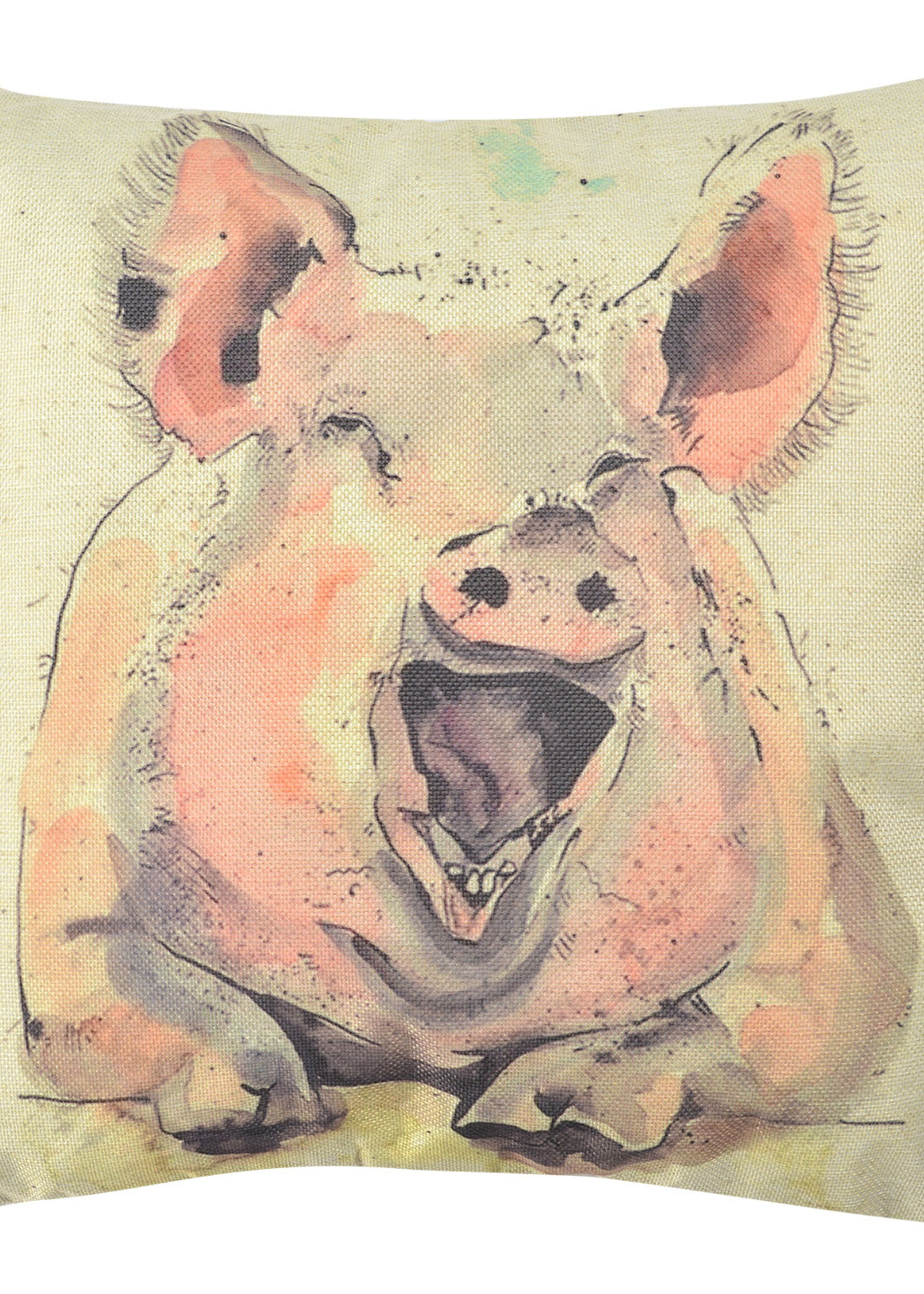 Clayre & Eef Housse de coussin cochon 43*43 cm KT021.248