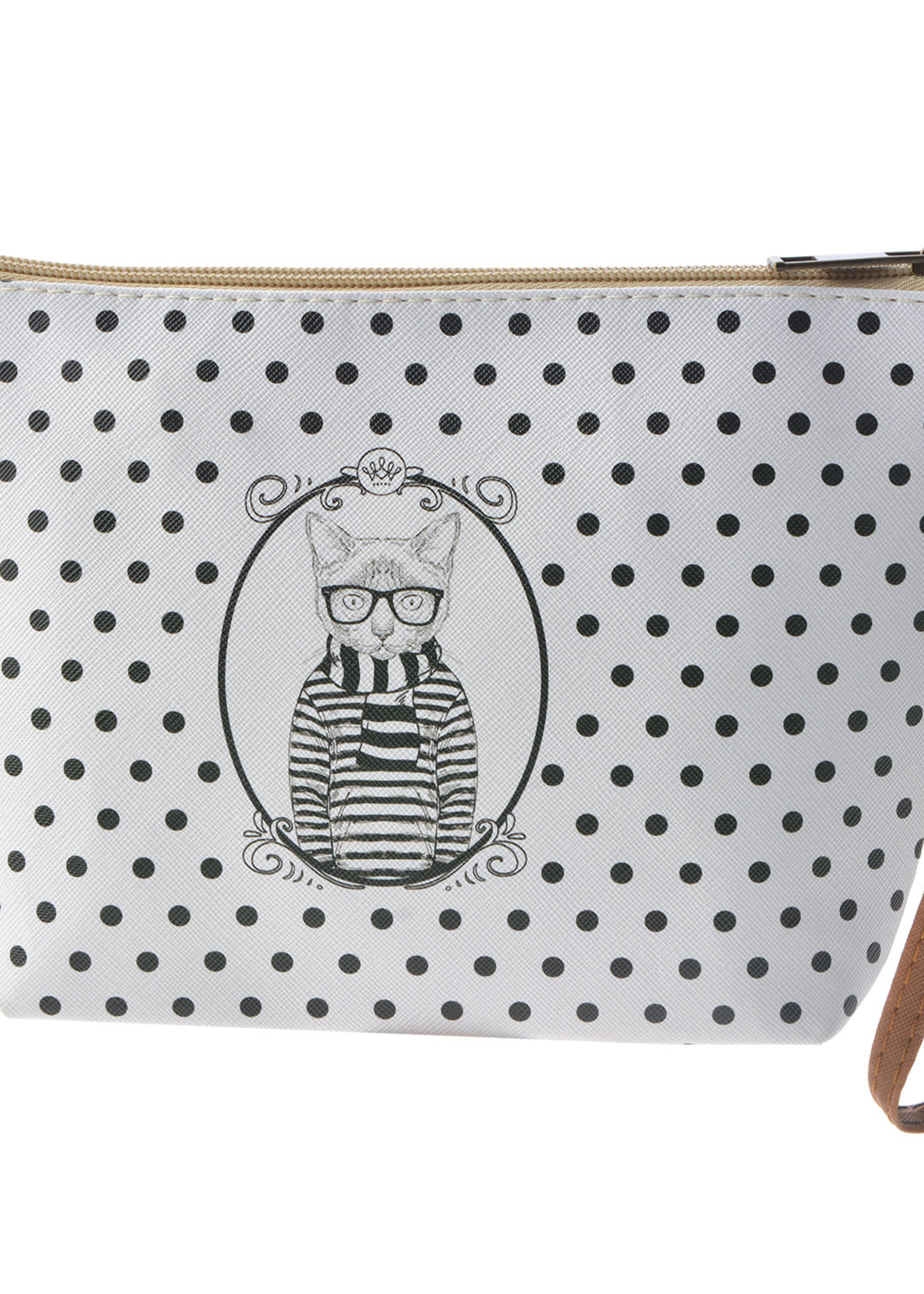 Clayre & Eef Trousse de toilette 22*15*6 cm blanc/noir MLTT0091M