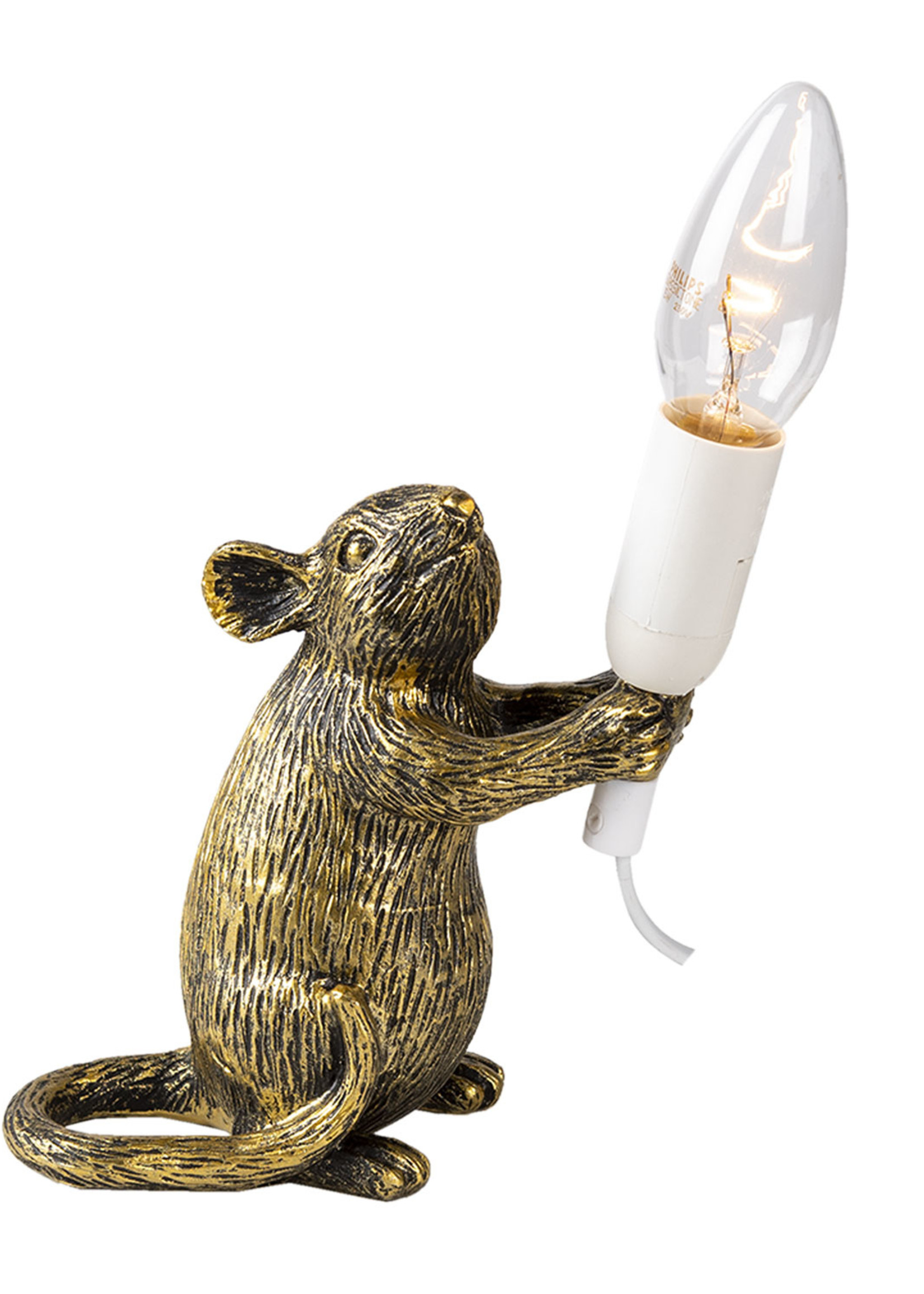 Clayre & Eef Lampenvoet muis 15*8*19 cm E14/max 1*10W 6LMP653