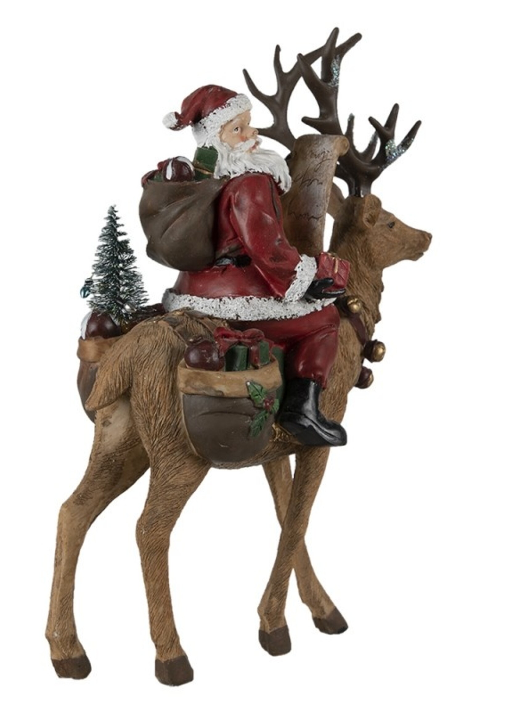 Clayre & Eef Père Noël sur le renne 23*11*30cm 6PR4760