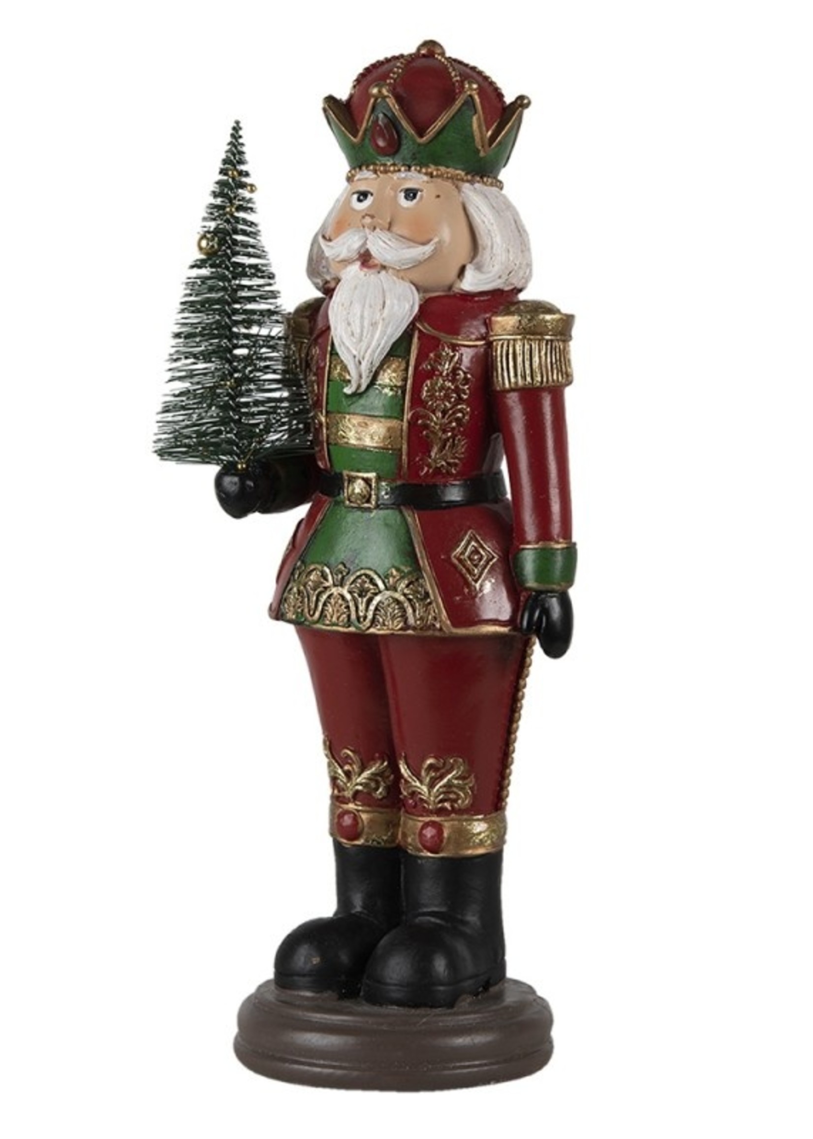 Clayre & Eef Decoratie notenkraker met kerstboom 13*10*32 cm 6PR4745