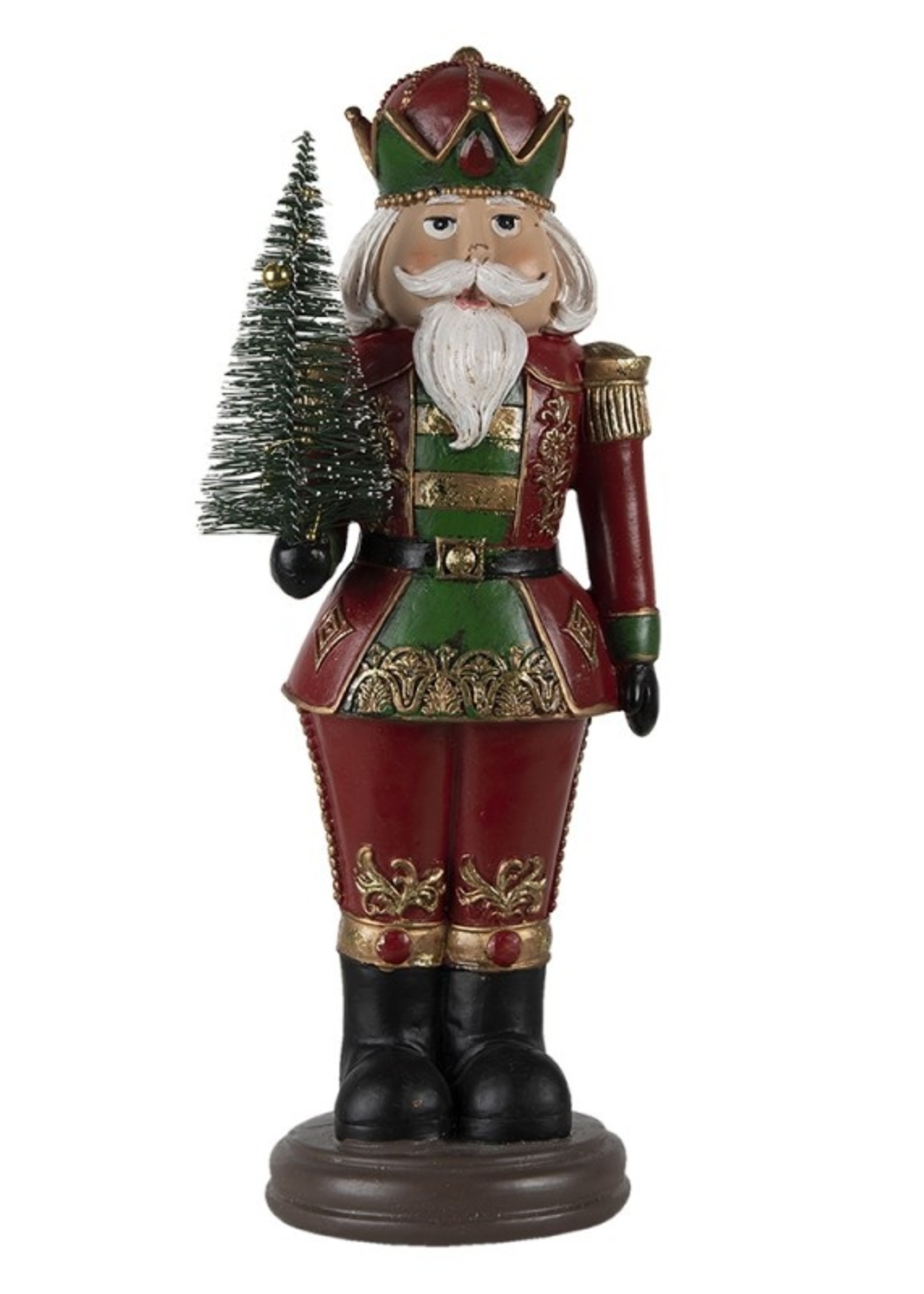 Clayre & Eef Decoratie notenkraker met kerstboom 13*10*32 cm 6PR4745