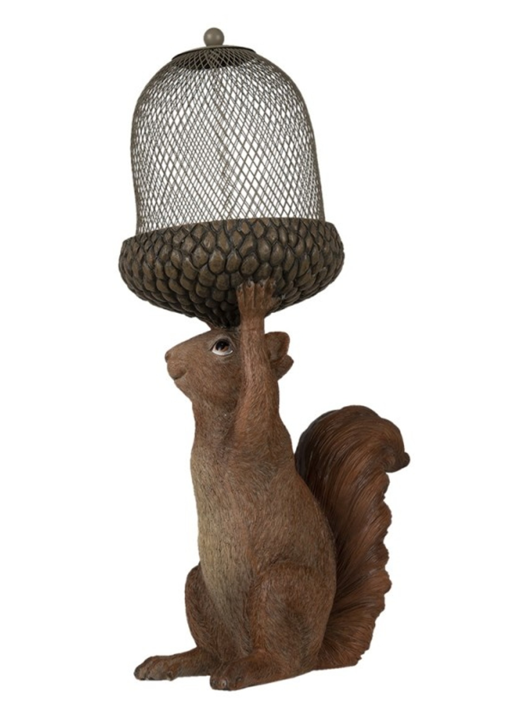 Clayre & Eef Décoration écureuil avec mangeoire oiseau 23*15*42 cm 6PR3523