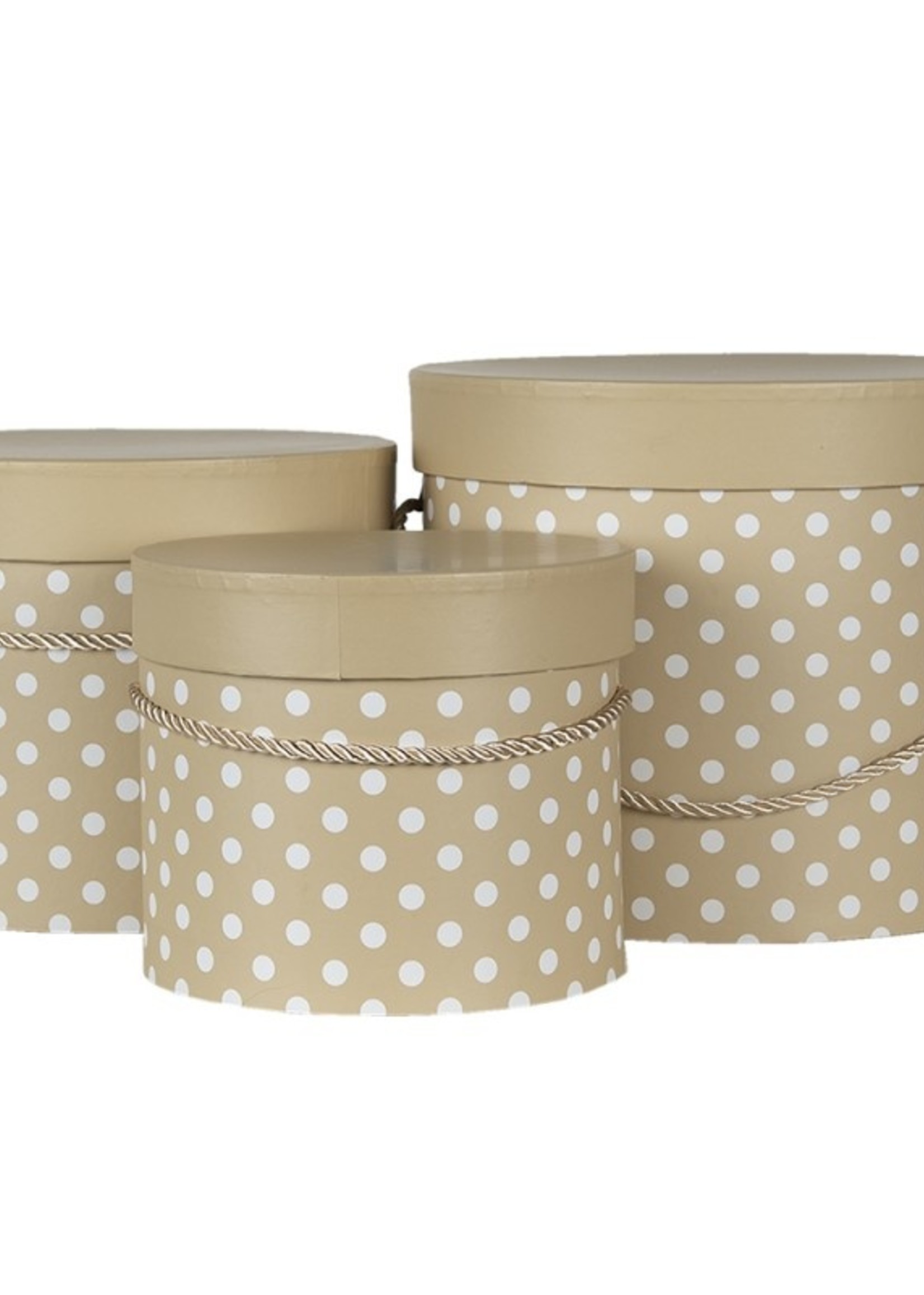 Clayre & Eef Boite de chapeau (3) Ø 23*20 / Ø 20*17 / Ø 17*14 cm 65009