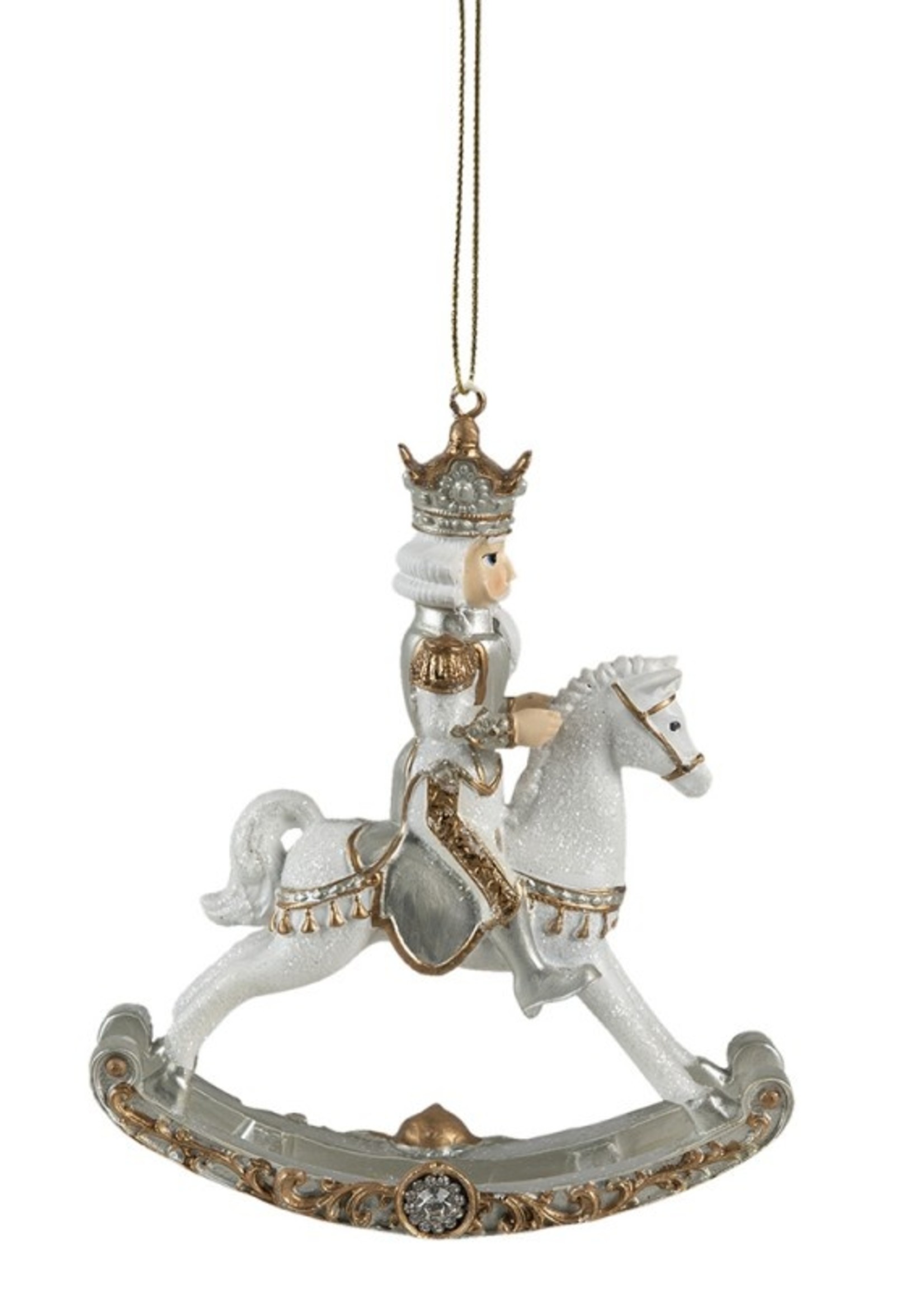 Clayre & Eef Decoratie notenkraker op hobbelpaard 13*5*15 cm 6PR3527