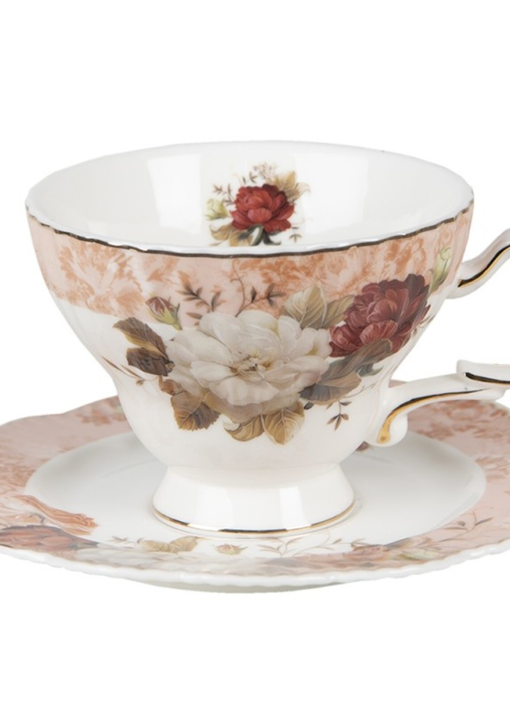 Clayre & Eef Tasse et soucoupe 12*10*7 / Ø 15*1 cm / 200 ml 6CE1344