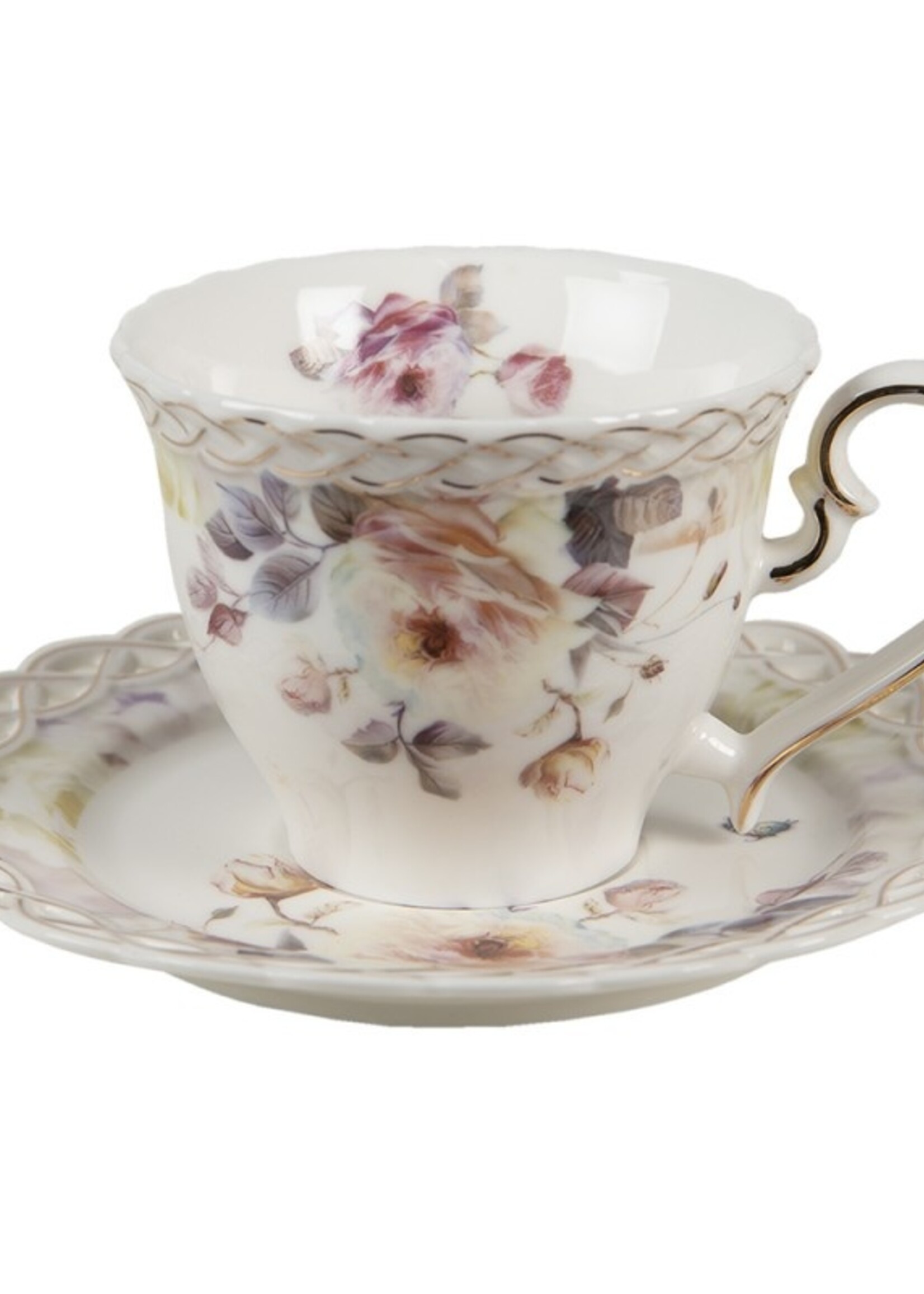 Clayre & Eef Tasse et soucoupe 12*9*7 / Ø 15*1 cm / 200 ml 6CE1345