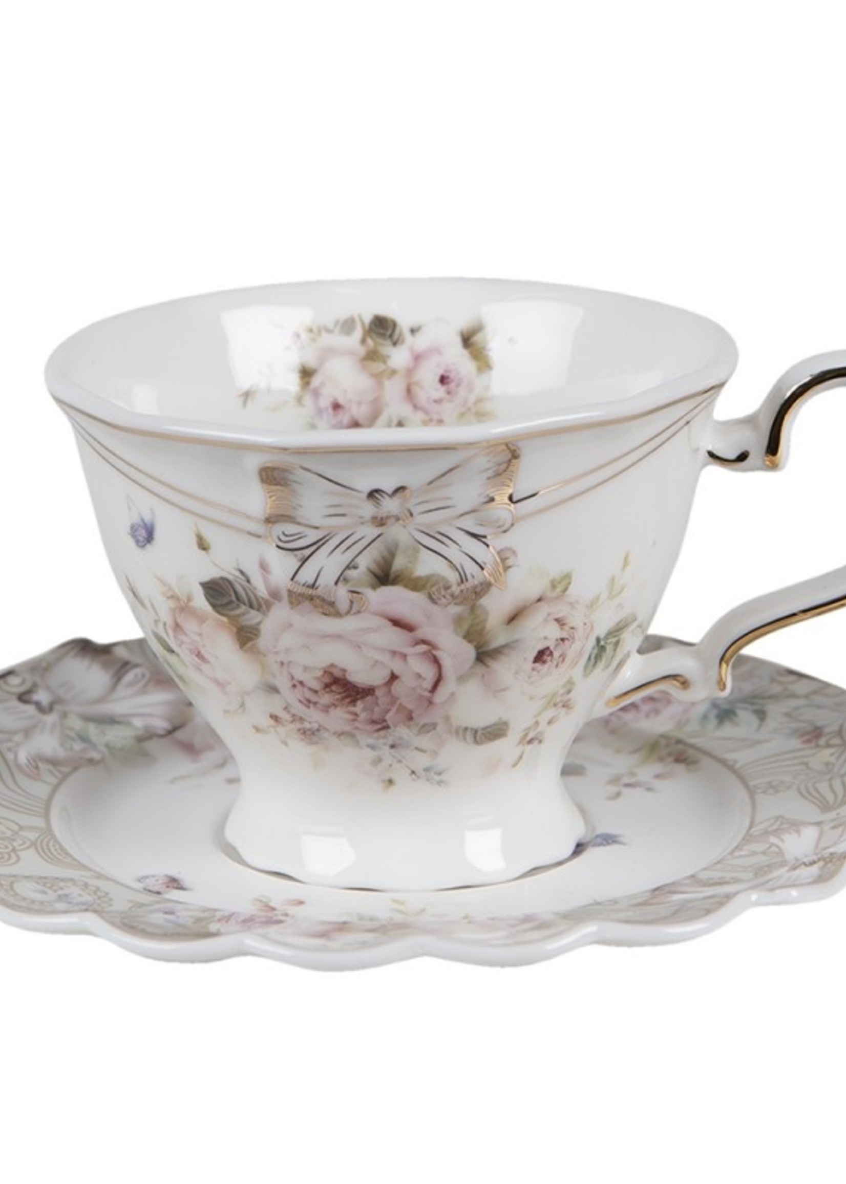 Clayre & Eef Tasse et soucoupe 13*9*7 / Ø 15*2 cm / 220 ml 6CE1346