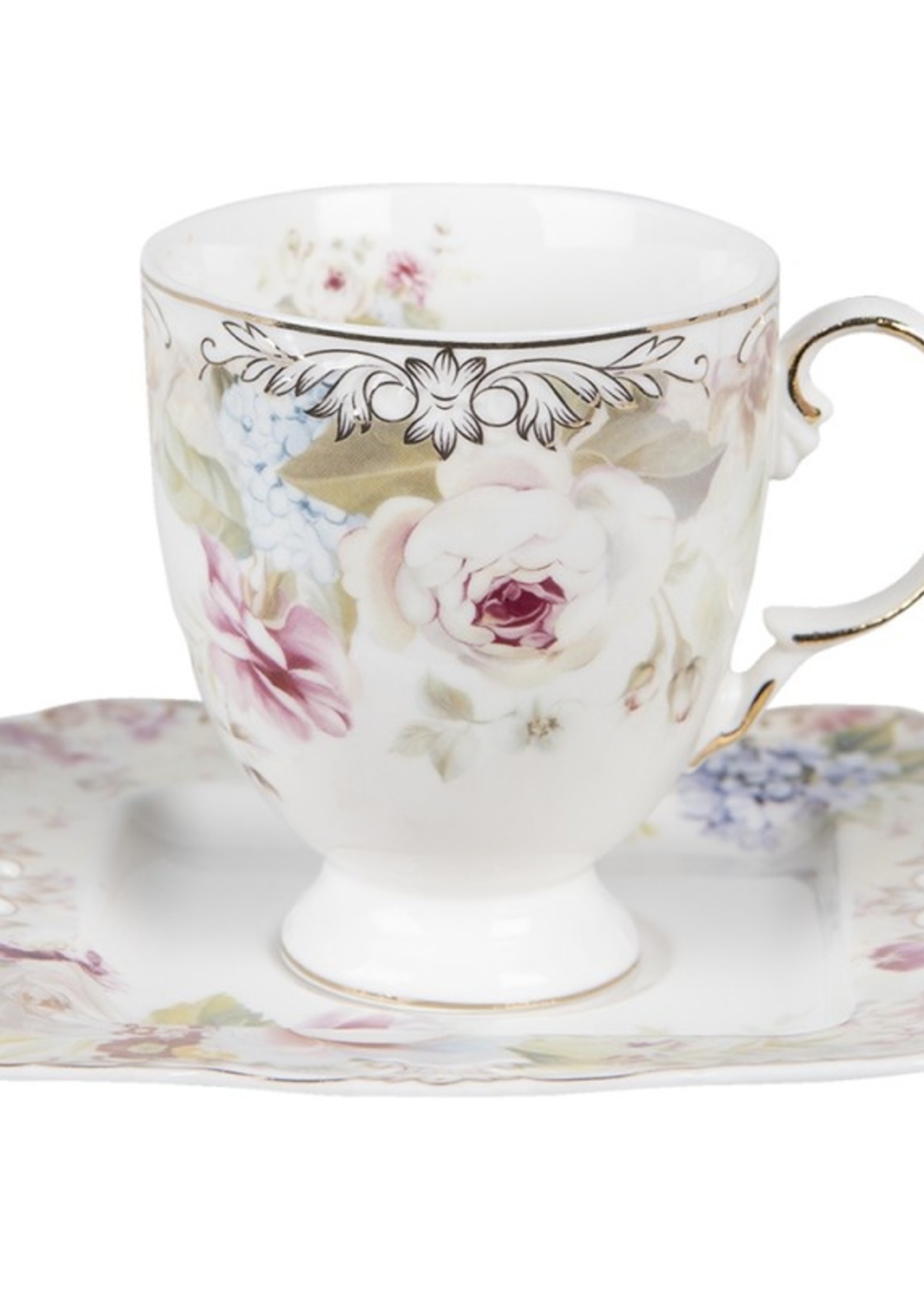 Clayre & Eef Tasse et soucoupe 10*8*9 / Ø14*2 cm / 200 ml 6CE1348