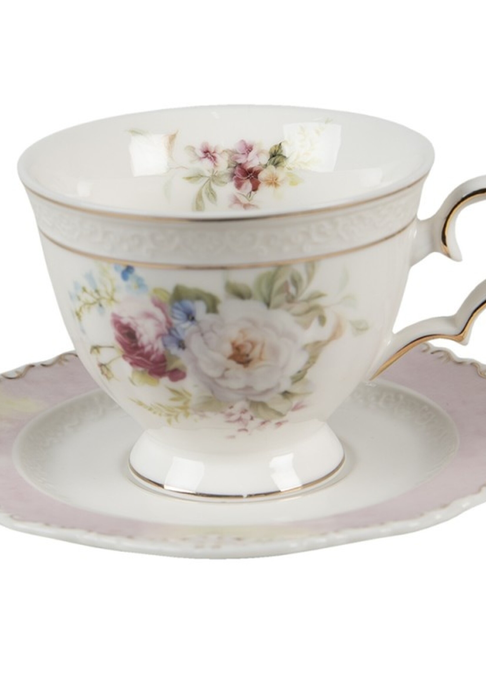 Clayre & Eef Tasse et soucoupe 12*9*7 /Ø14*2 cm / 200 ml 6CE1349