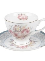 Clayre & Eef Tasse et soucoupe Ø 10*8 / Ø 15*2 cm / 220 ml PECKS-1