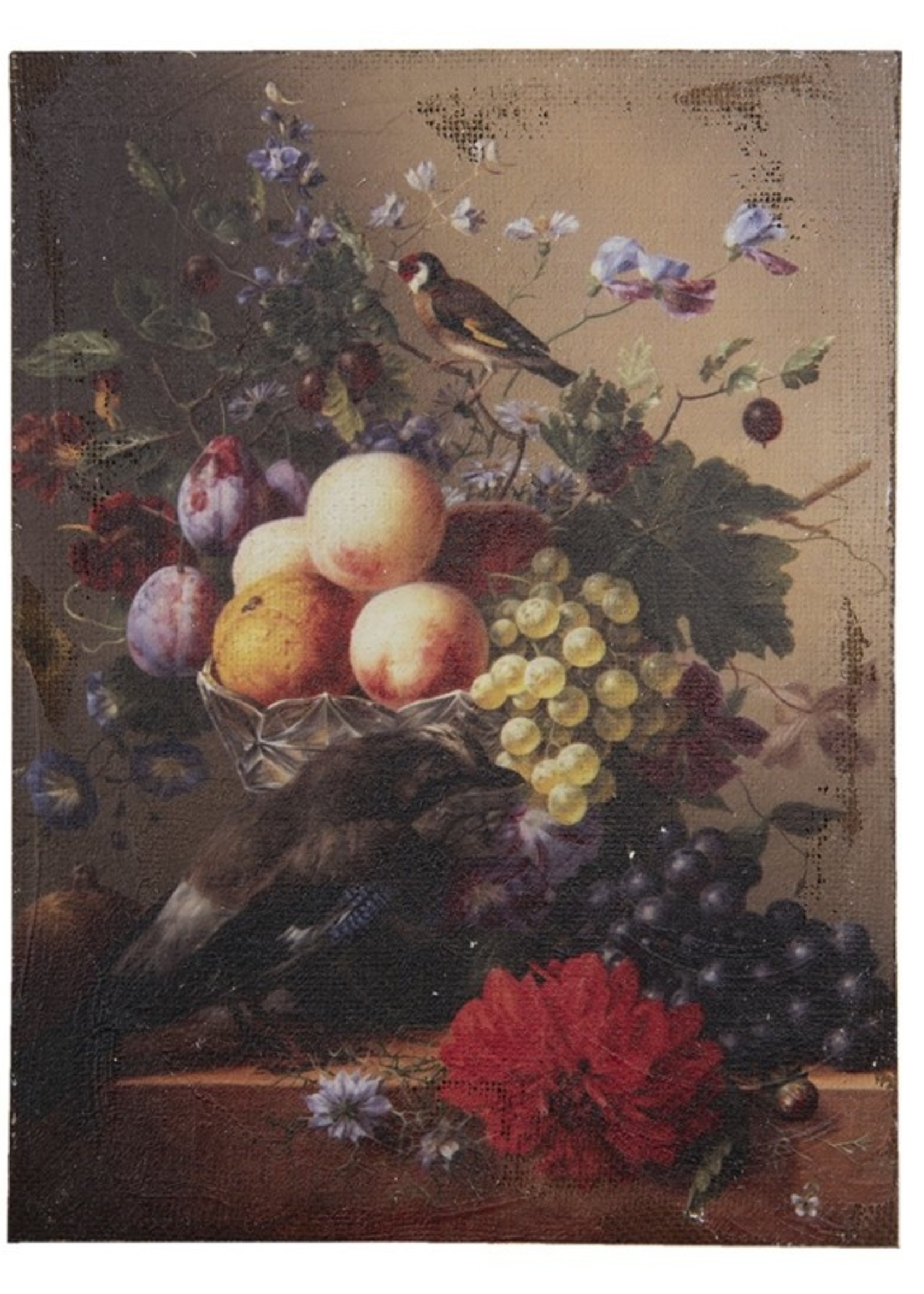 Clayre & Eef Peinture avec fleurs fruits et oiseaux 30*2*40 cm 64973