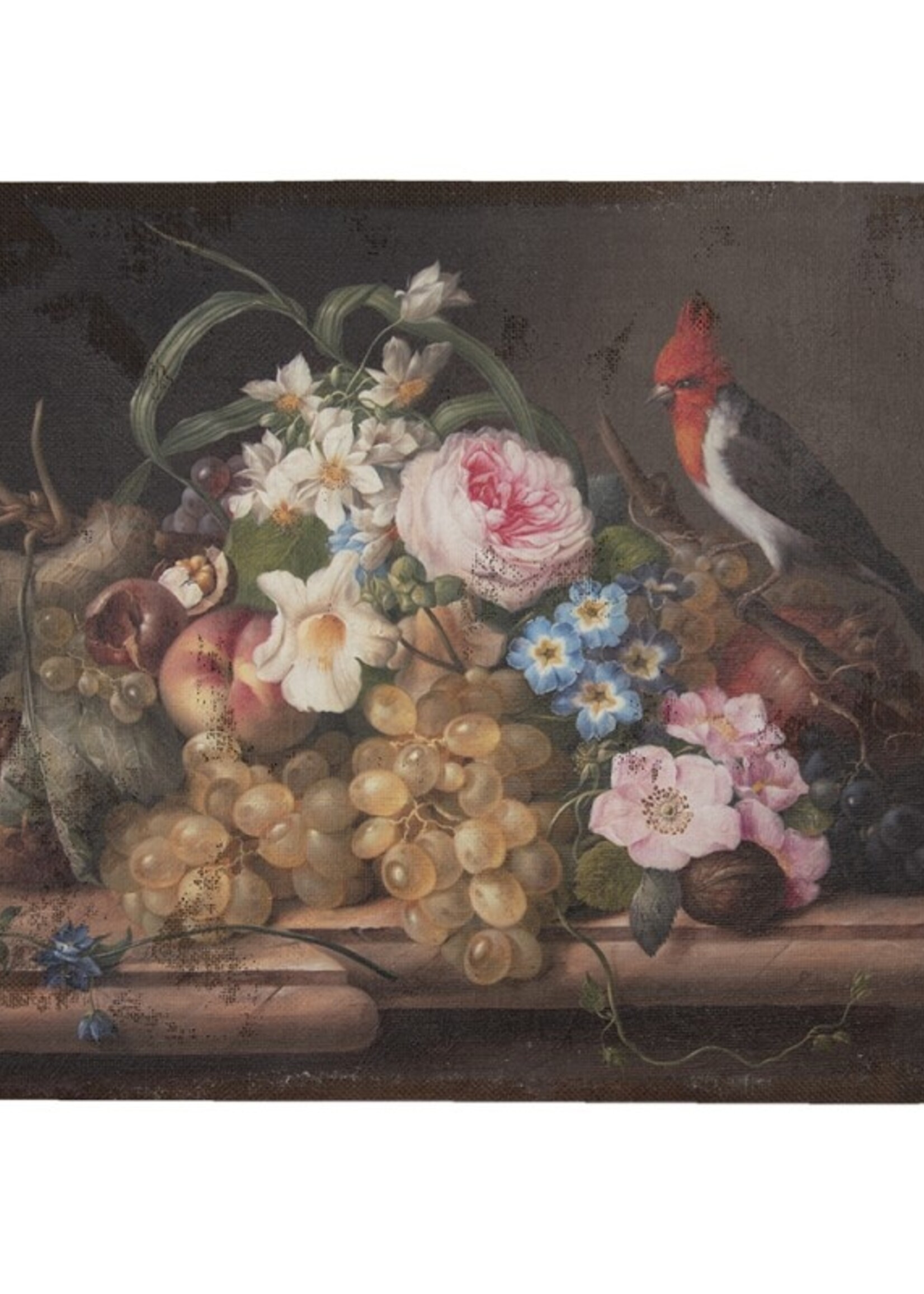 Clayre & Eef Peinture avec fleurs fruits et oiseau 55*3*73 cm 50632