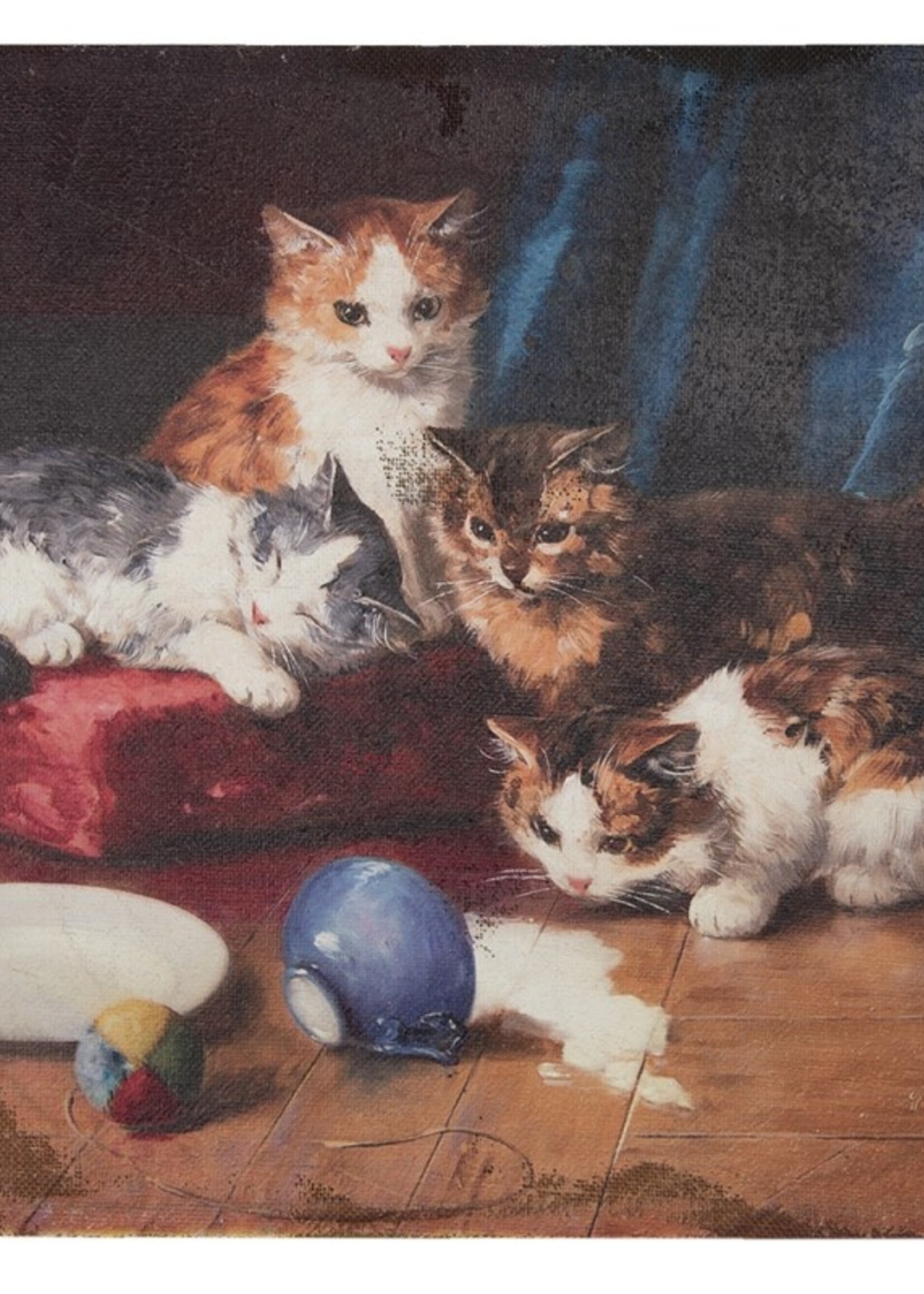 Clayre & Eef Schilderij met katten 60*3*60 cm 50626