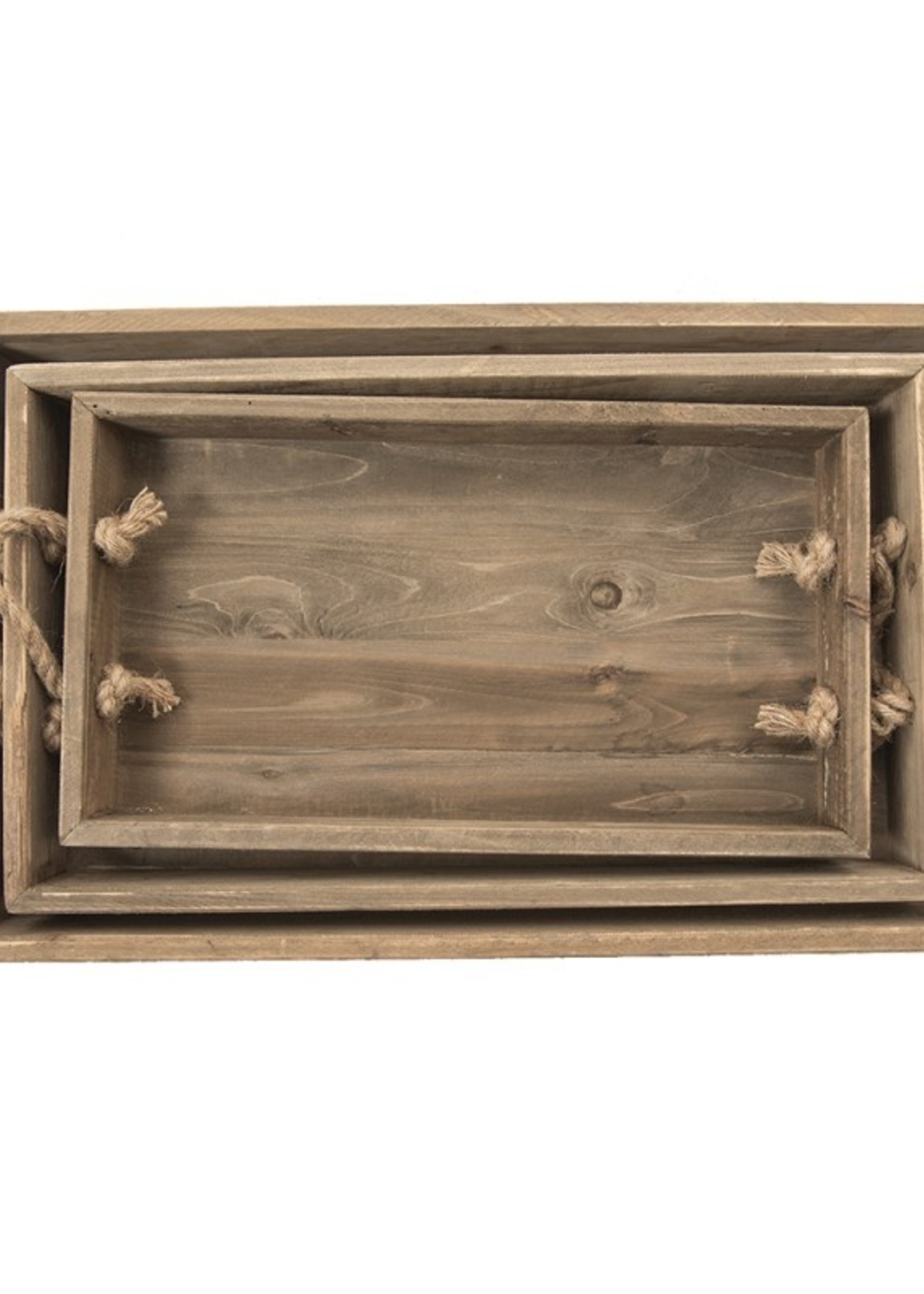 Clayre & Eef Dienblad (set van 3) 63*38*8 / 55*32*7 /47*26*6 cm 5H0557