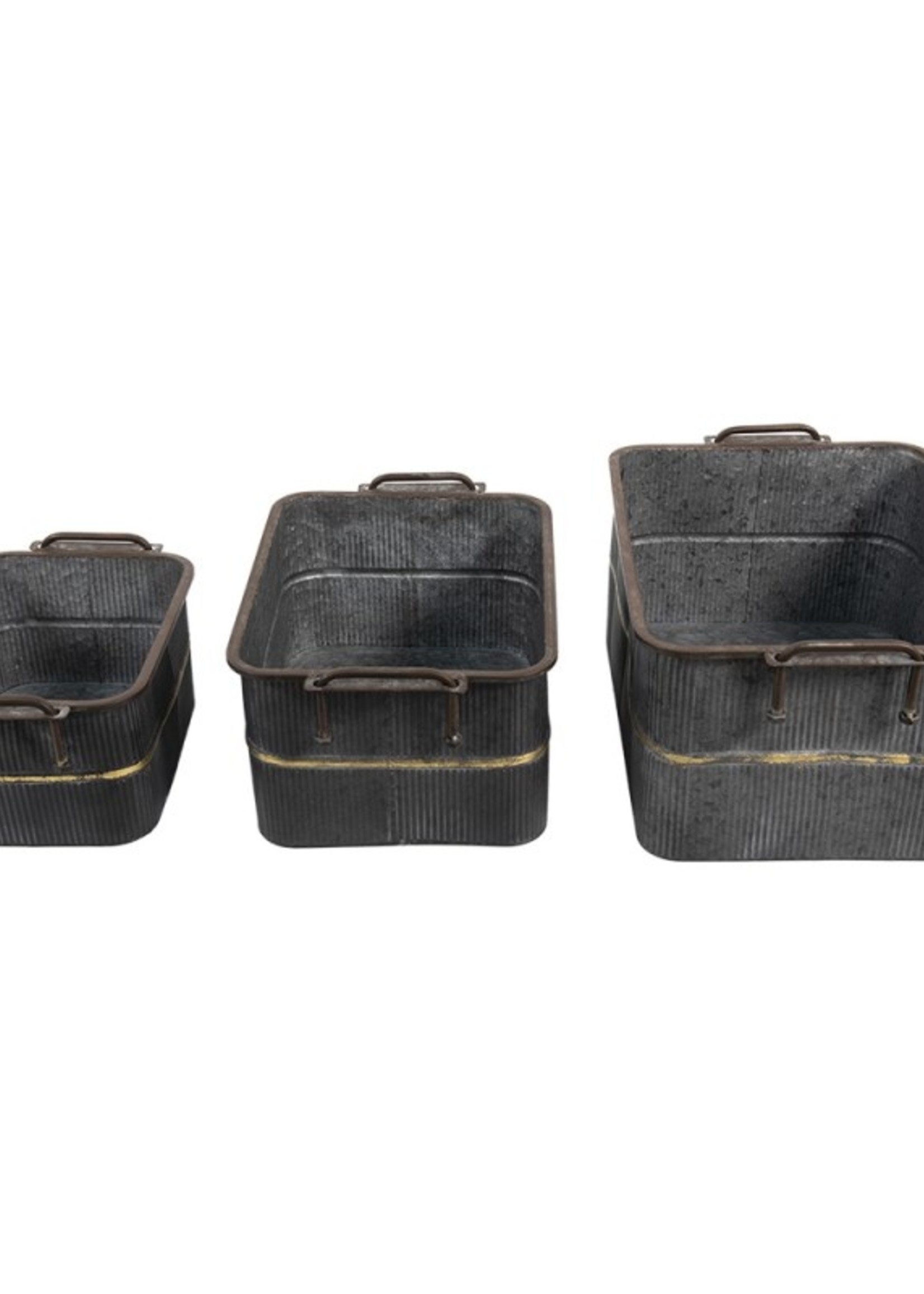 Clayre & Eef Decoratie ijzeren teil (3) 45*32*20 / 38*27*17 / 31*22*14 cm 6Y4710