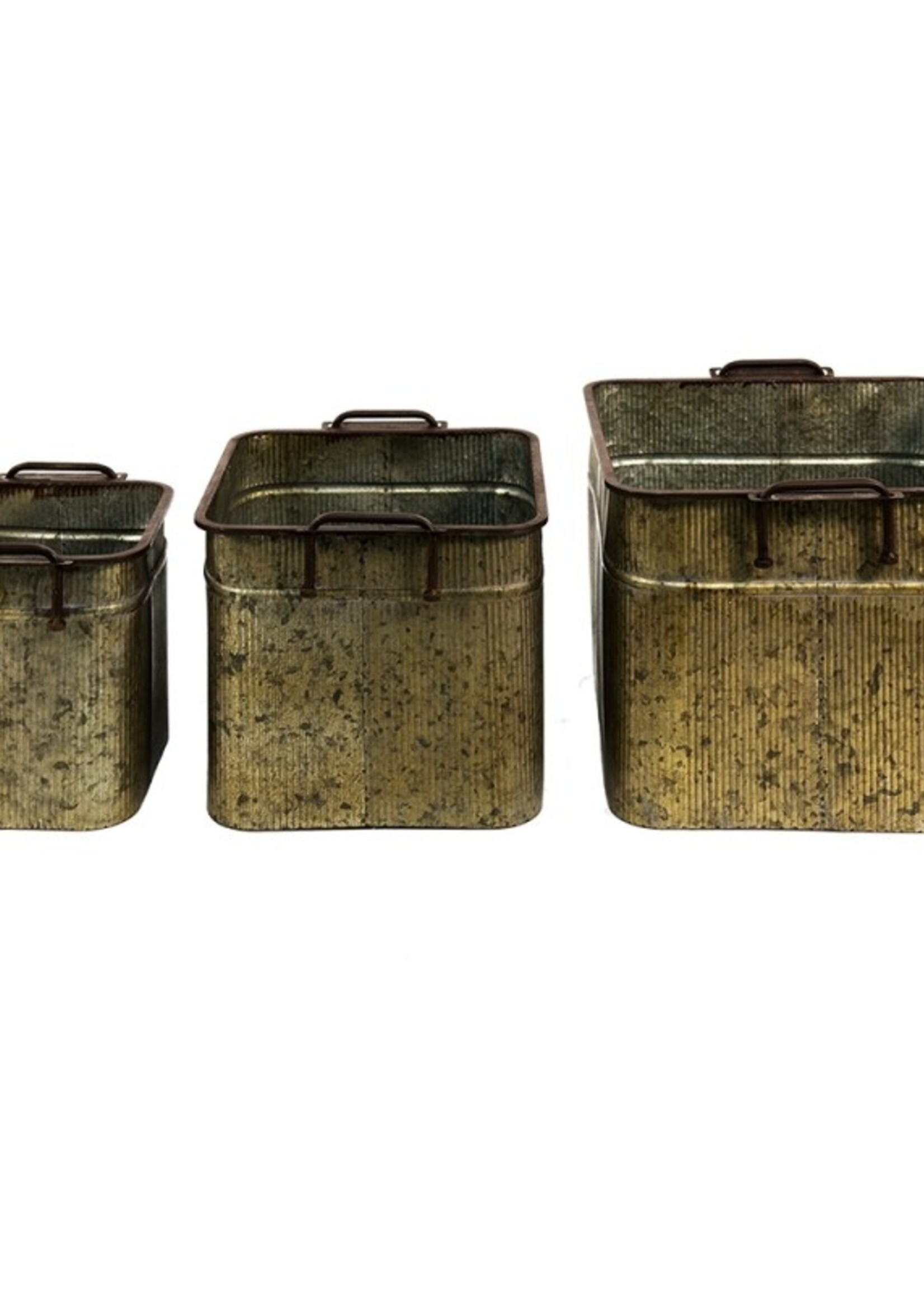 Clayre & Eef Décoration seau en fer (3) 42*38*28 / 34*31*25 / 27*23*22 cm 6Y4709