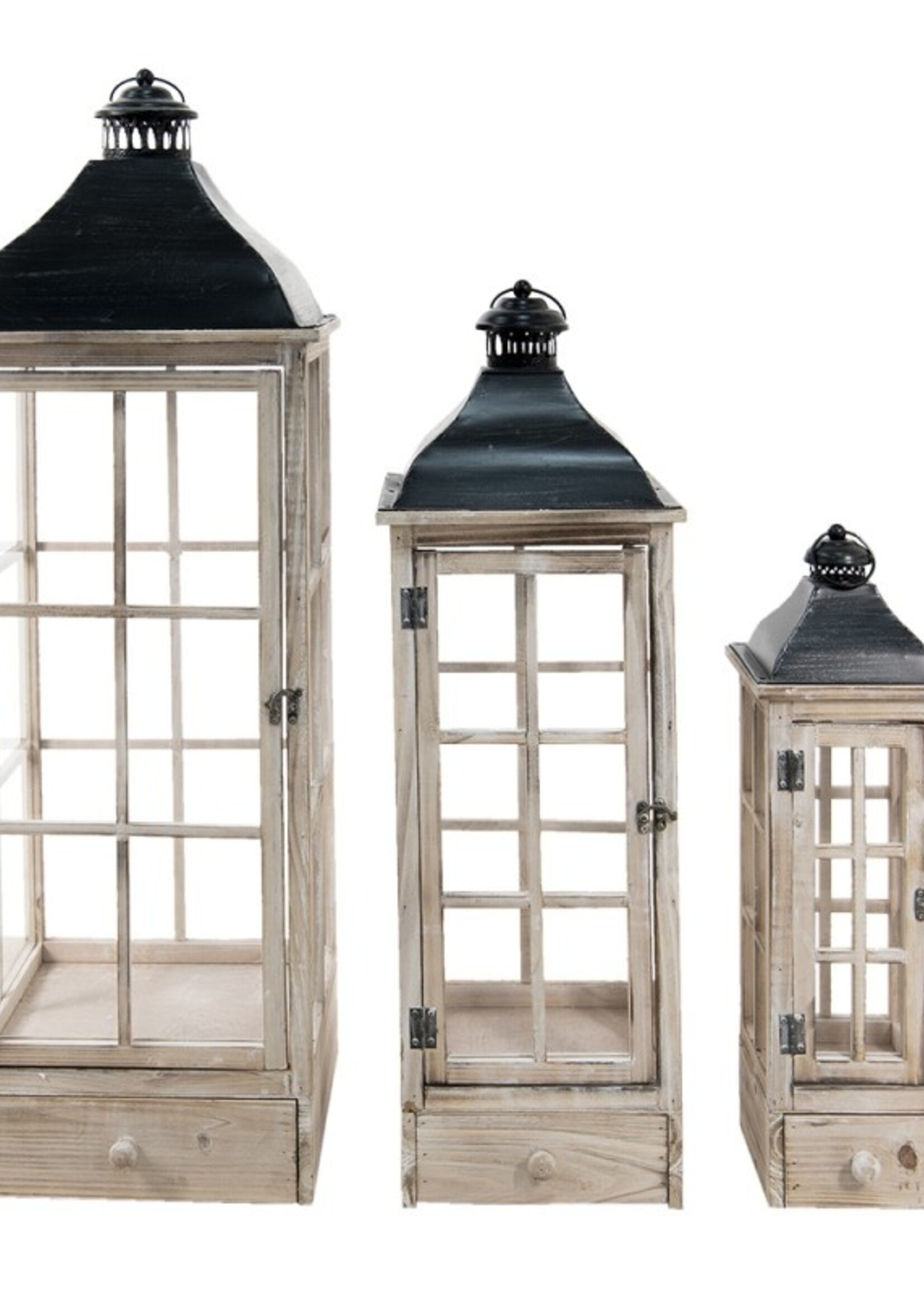 Clayre & Eef Lanterne  (3) 33*33*98 / 25*25*78 / 17*17*58 cm 50615