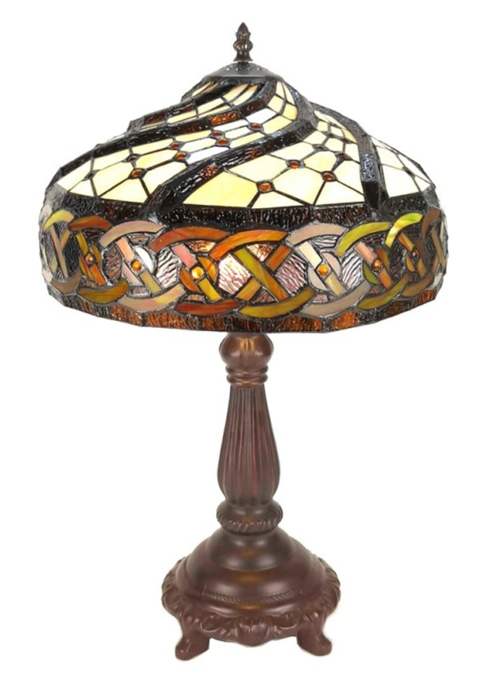 Clayre & Eef Tafellamp Tiffany Ø 34*58 cm E27/max 2*60W 5LL-6136
