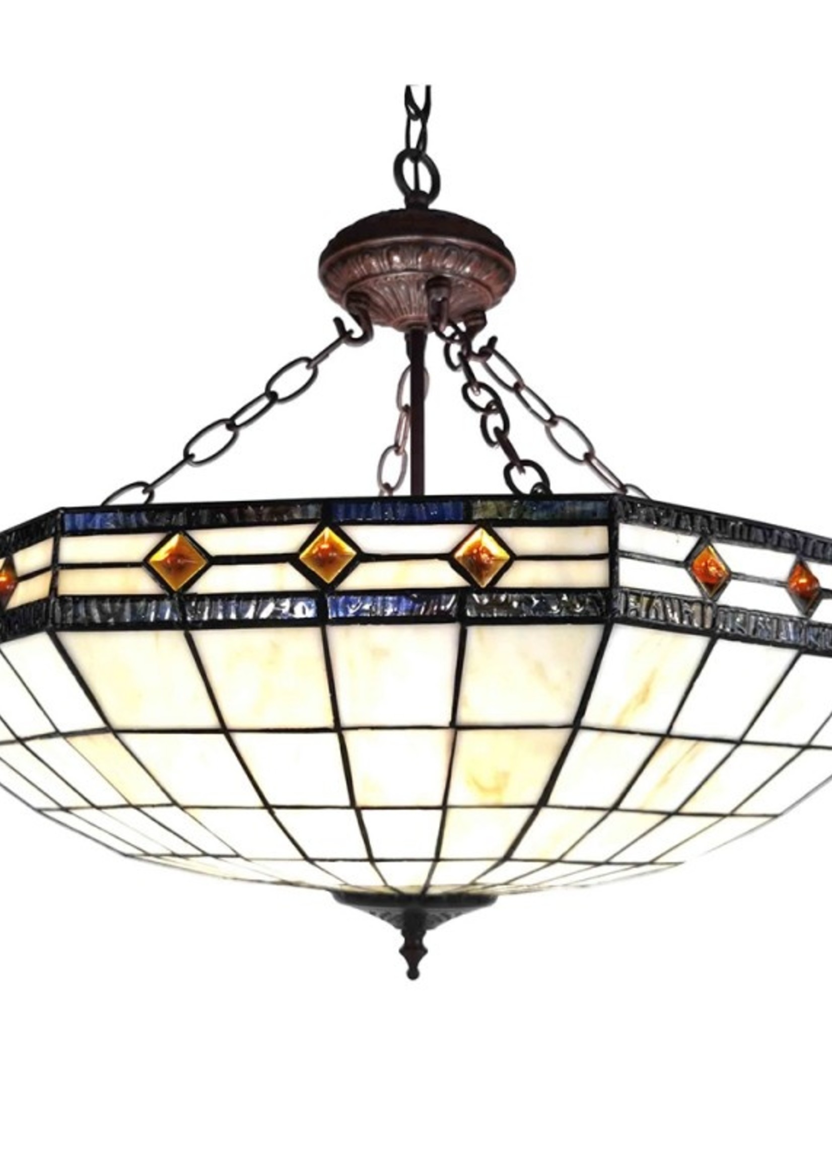 Clayre & Eef Plafondlamp Tiffany Ø 57*125 cm E27/max 3*60W 5LL-6127
