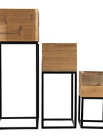 Clayre & Eef Porte plantes (3) 28*28*75 / 22*22*54 / 18*18*34 cm 50608