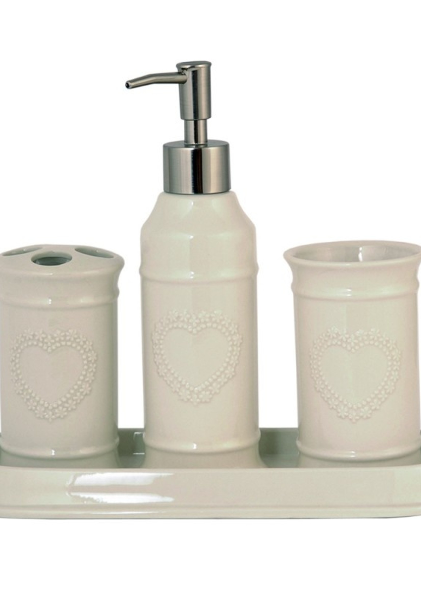 Clayre & Eef Set de bain (4) 26*10*2 / Ø 6*21 / Ø 6*11 / Ø 6*11 cm 60562