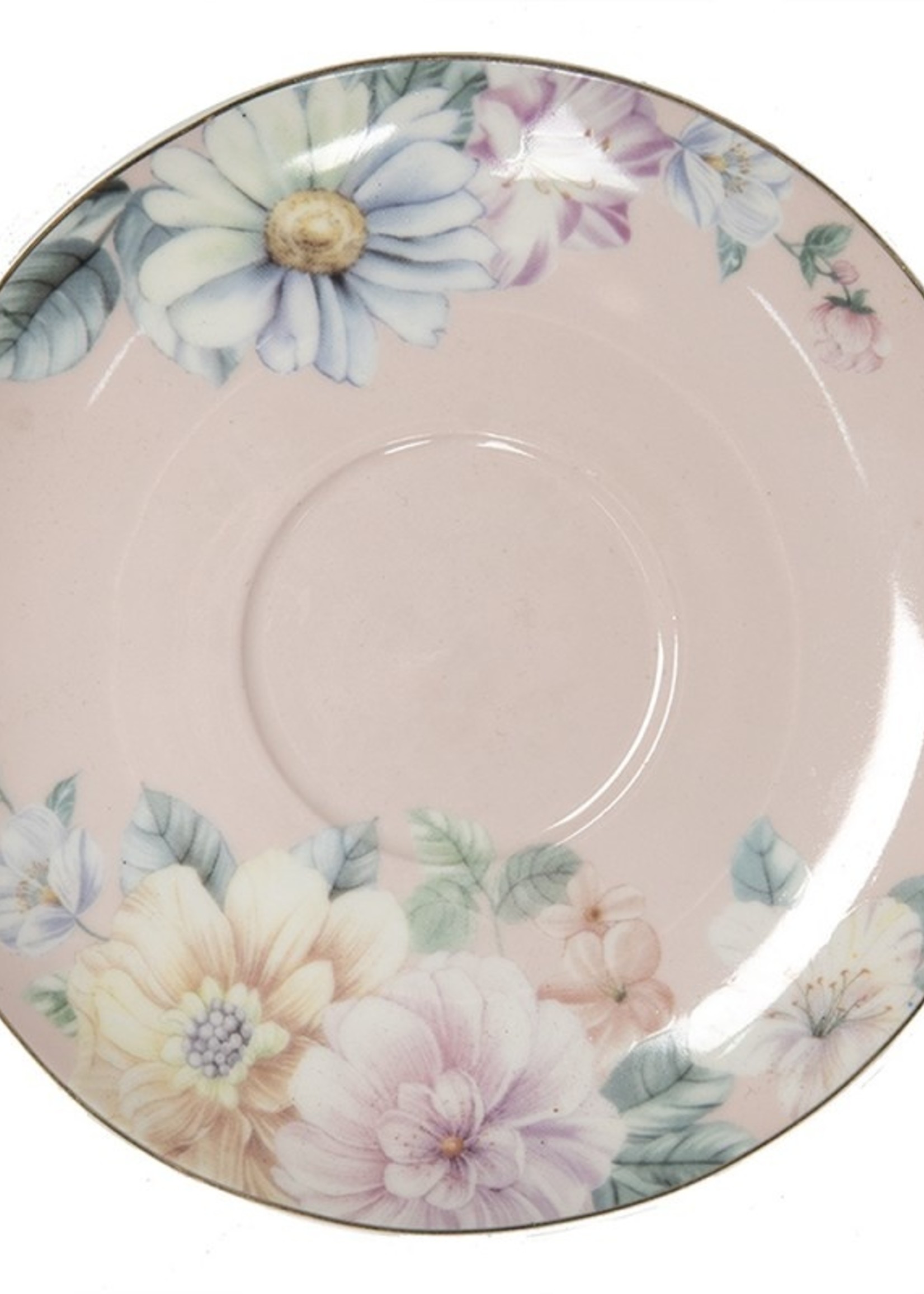 Clayre & Eef Kop en schotel Ø 10*6 / Ø 15*2 cm / 250 ml FLOKS