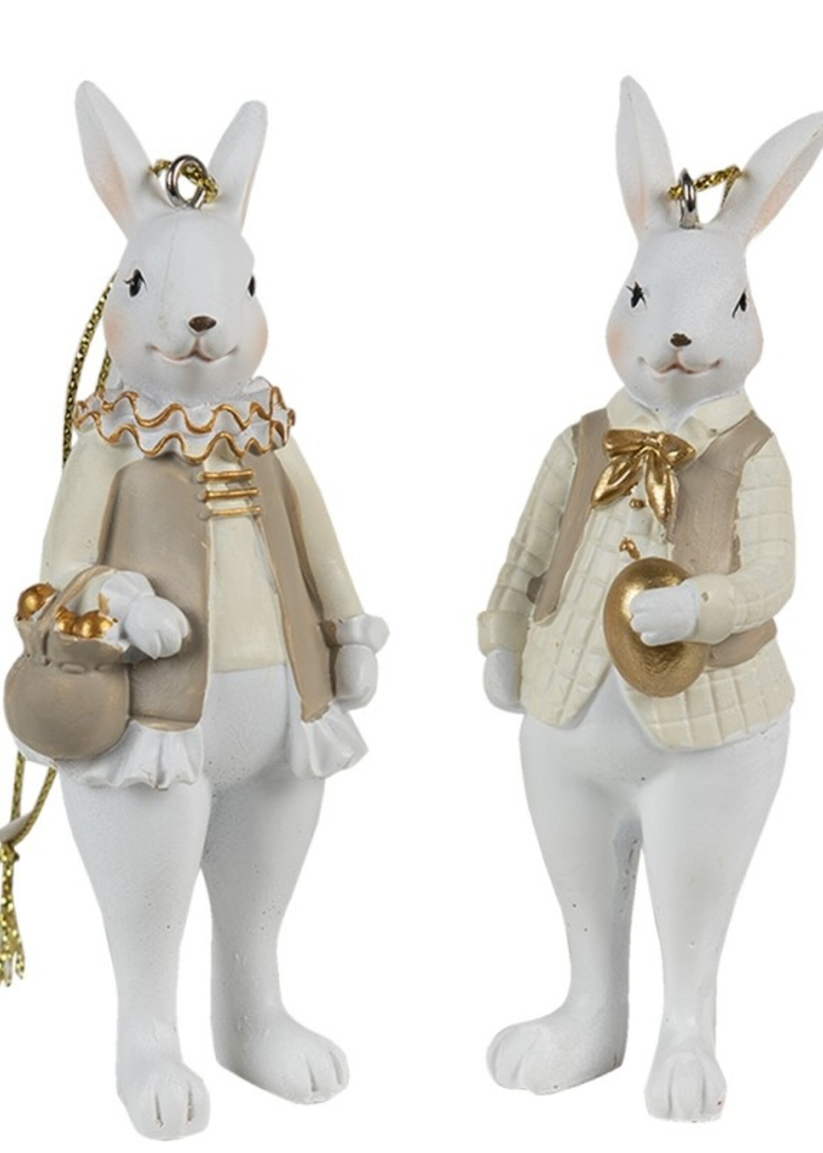 Clayre & Eef Décoration lapin (2) 4*4*10 / 4*4*10 cm 6PR4785