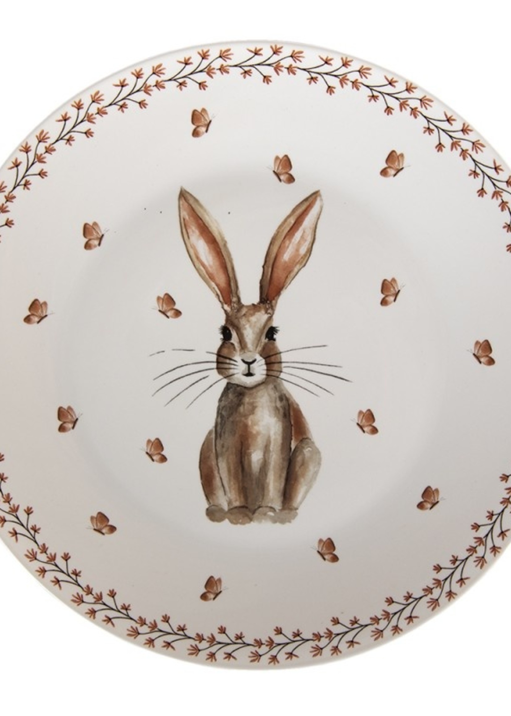Clayre & Eef Cremekleurige Groot bord Ø 26*2 cm REBFP