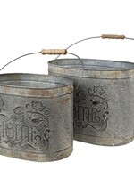 Clayre & Eef Decoratie emmer (2) 31*20*23 / 27*17*21 cm 6Y4800